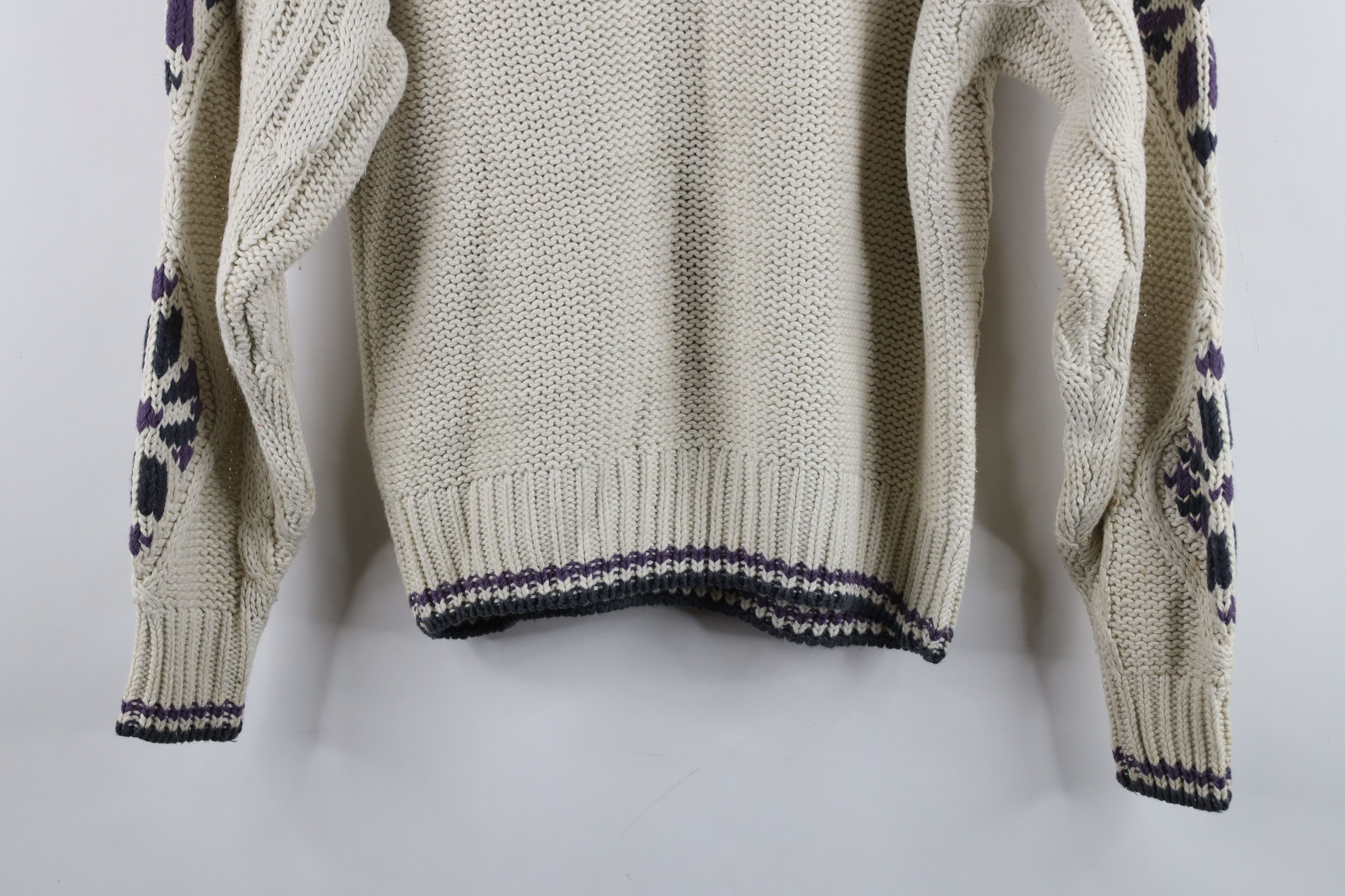 UNIONBAY Vintage 90s Streetwear Geometric Chunky Cable Knit Sweater Size L / US 10 / IT 46 - 15 Thumbnail
