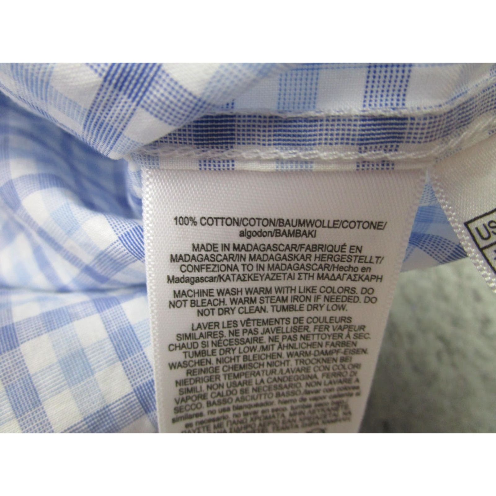 Brooks Brothers VINTAGE Brooks Brothers Dress Shirt Mens 17.5 32/33 Blue Gingham Thomas Mason Cotton Size 48R - 6 Thumbnail