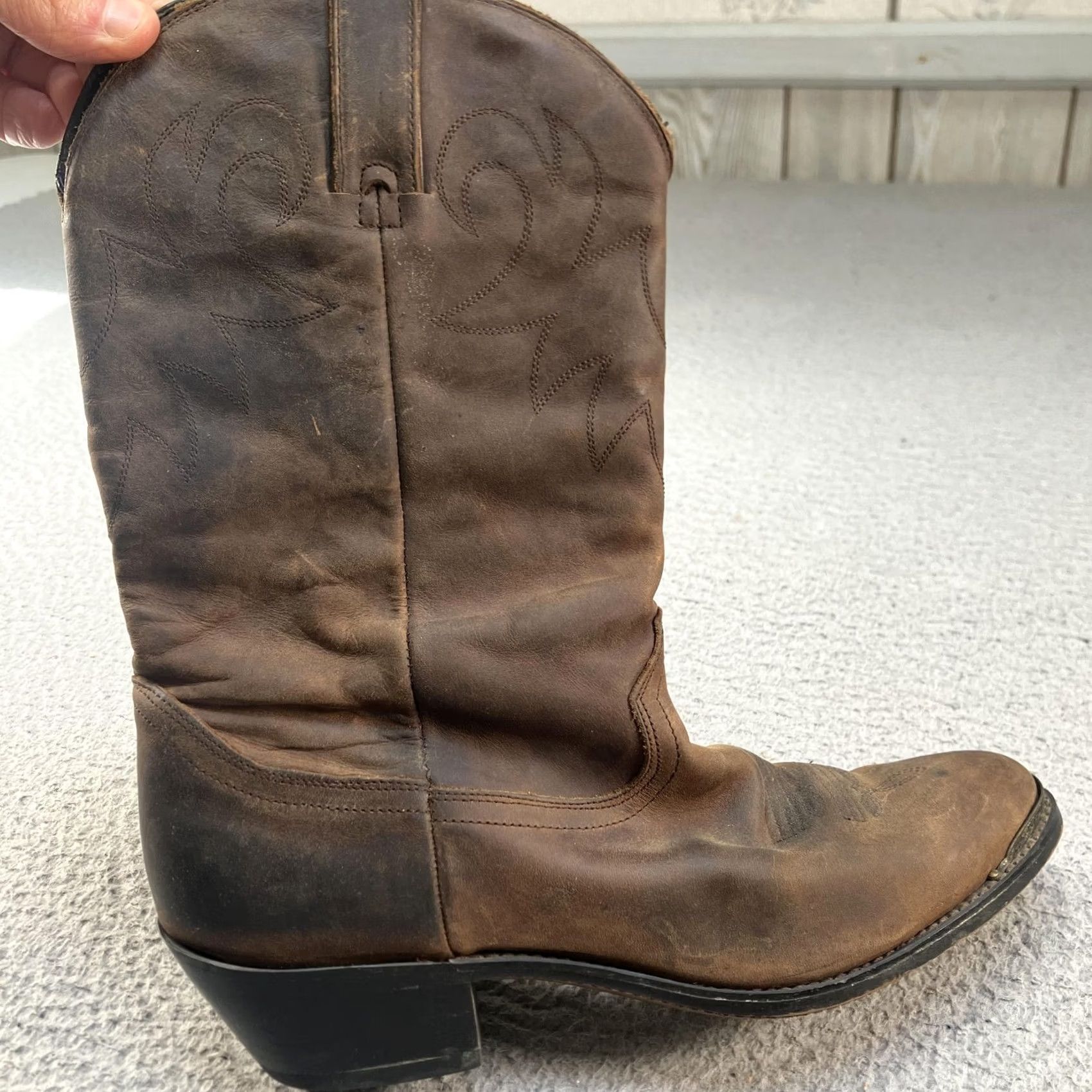 Durango Durango Mens Western Boots 9M Brown Leather RD542 Pointed Toe Mid-Calf Pull On Embroidered Shaft VINTAGE? No Size US 9 / EU 42 - 6 Thumbnail
