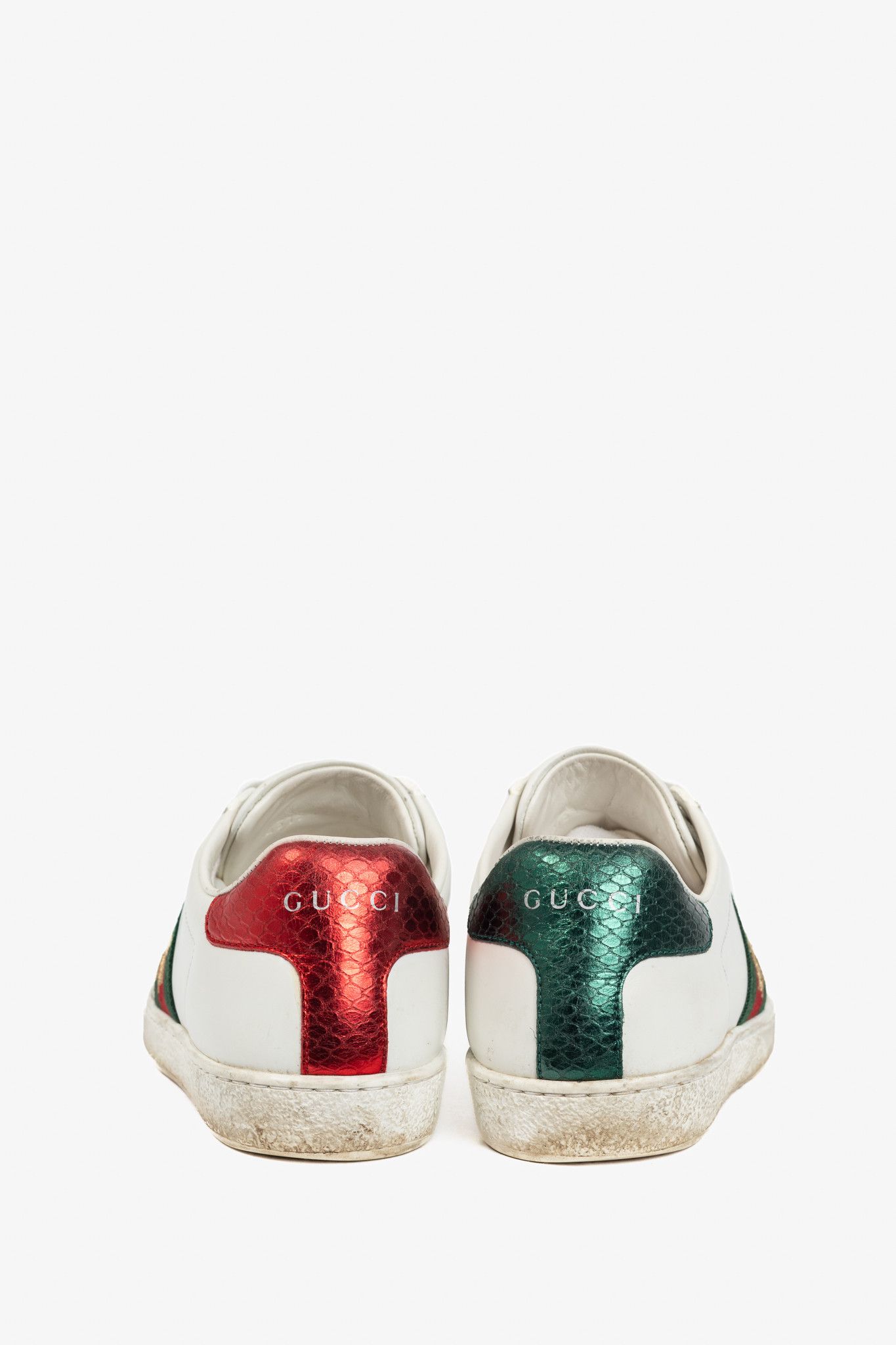 Gucci Gucci Ace Bee White Leather Lace-Up Sneakers Size US 4.5 / IT 34.5 - 3 Thumbnail