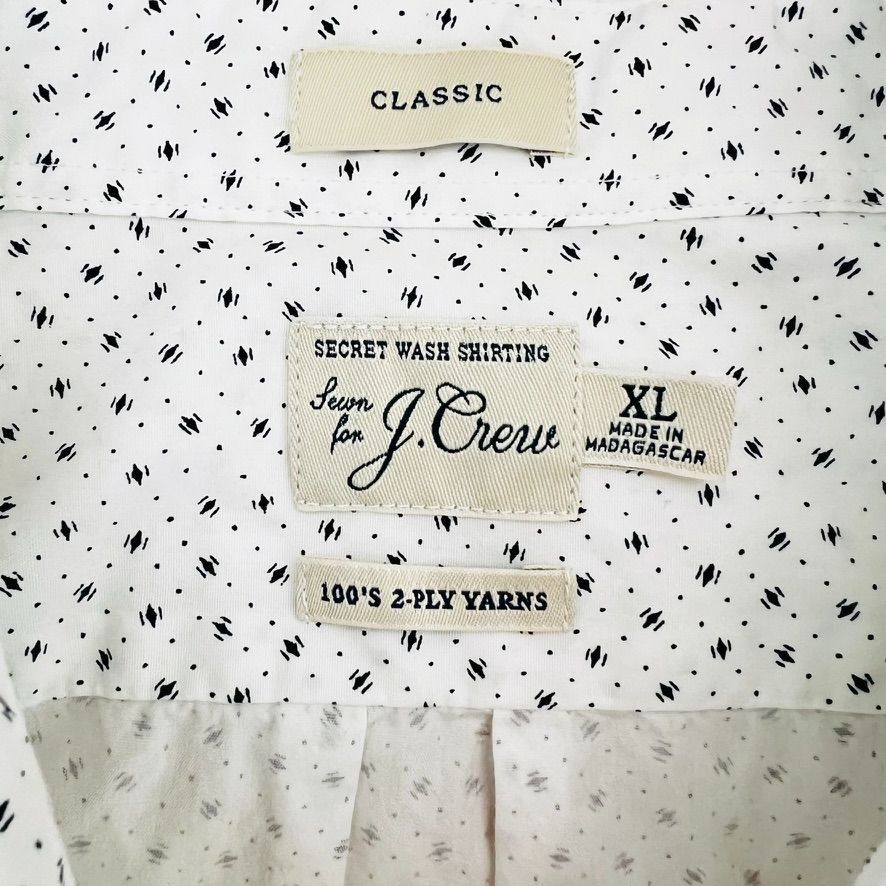 J.Crew JCrew Mens XL White Micro Print Short Sleeve Button Up Cotto Size US XL / EU 56 / 4 - 5 Thumbnail