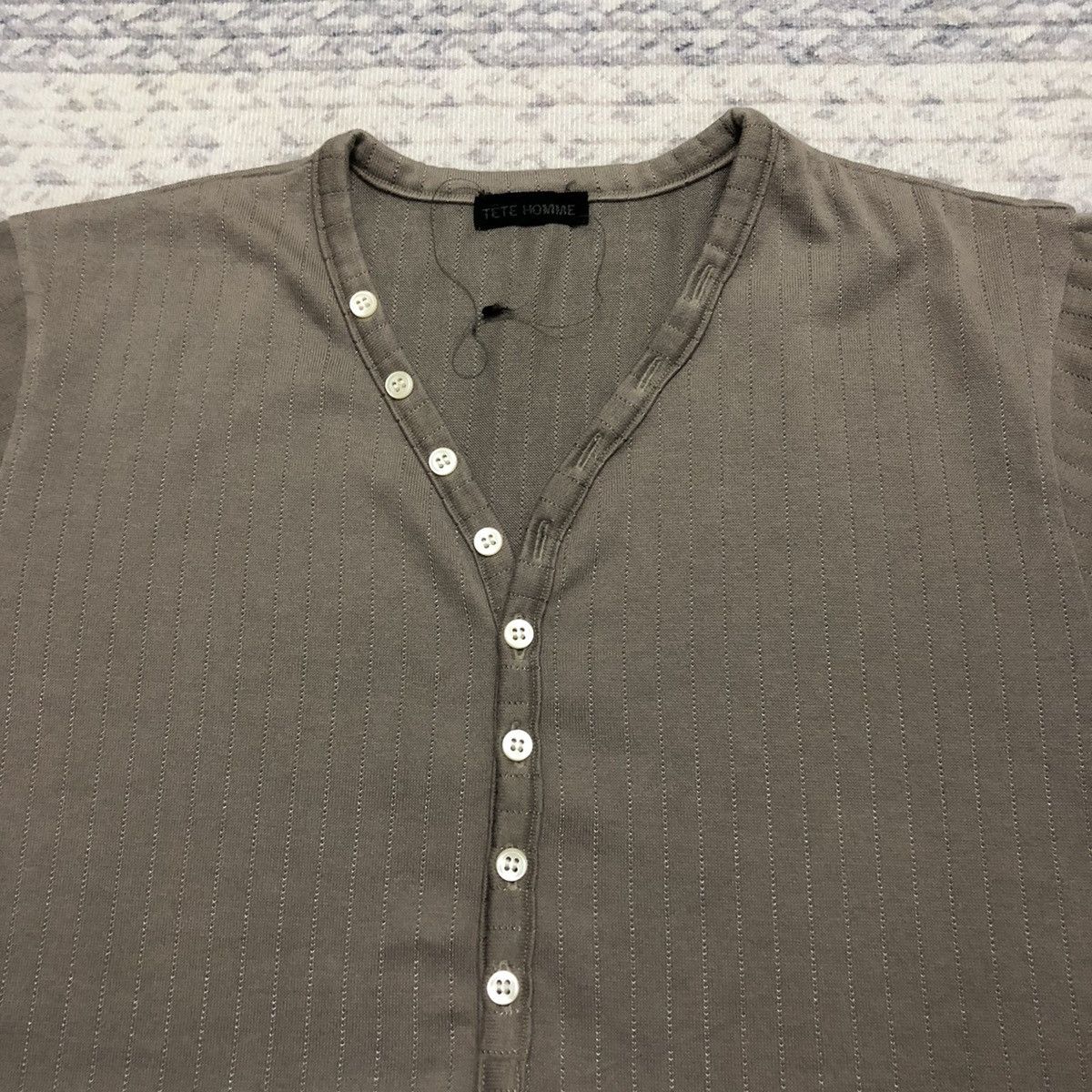 Issey Miyake Rare Vintage Tete Homme Henley Neck Tees Size US XXS / EU 40 - 4 Thumbnail