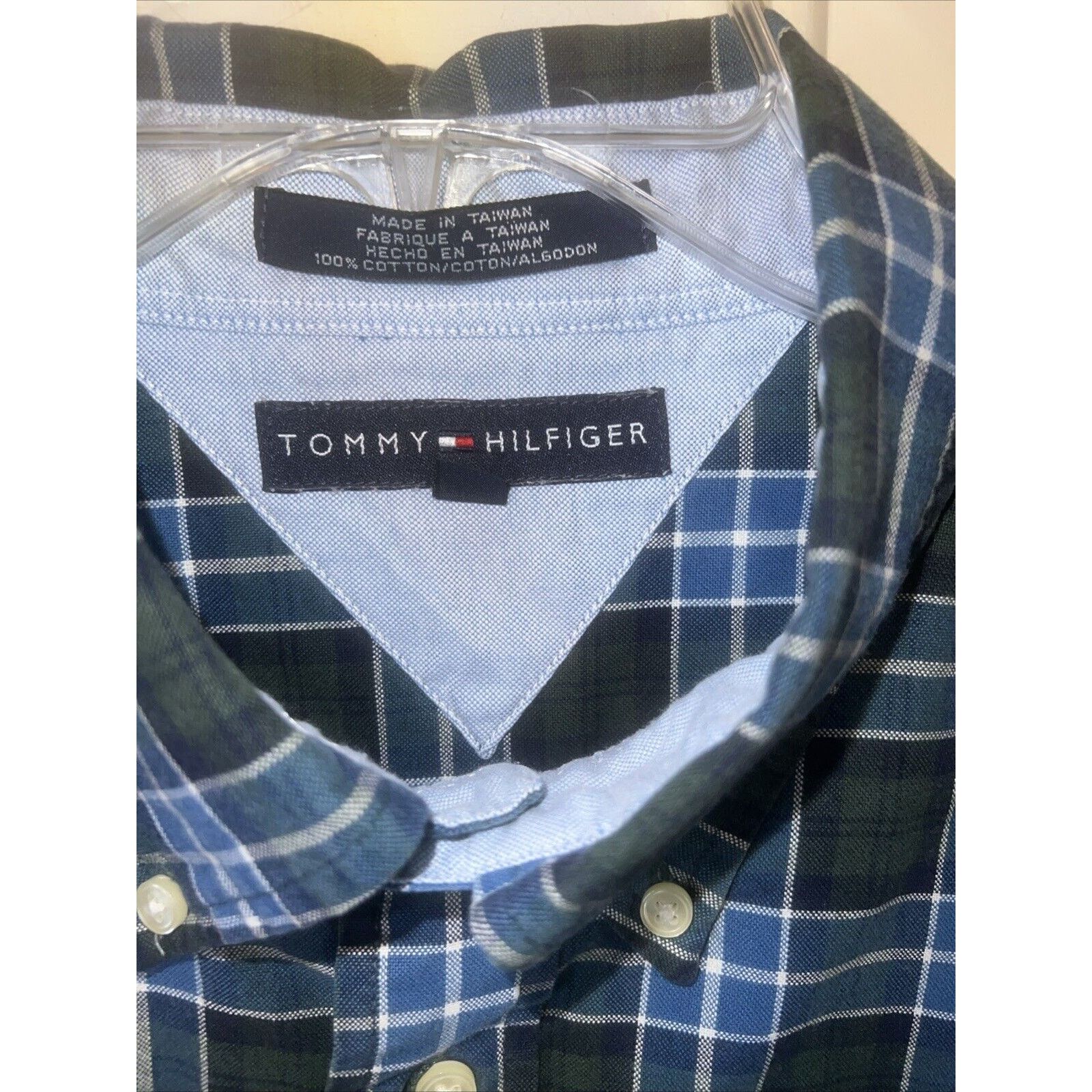 Tommy Hilfiger Tommy Hilfiger Men’s Button Down Shirt XL Blue Green Plaid Size US XL / EU 56 / 4 - 2 Thumbnail