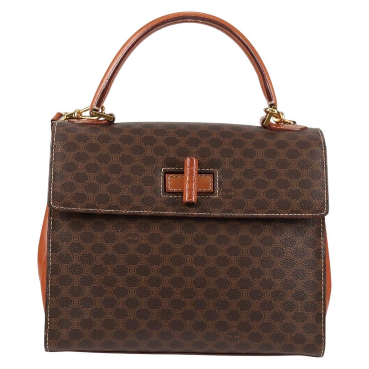 Celine CELINE Macadam Canvas Hand Bag Pvc Leather Brown Gold Size ONE SIZE - 2 Thumbnail