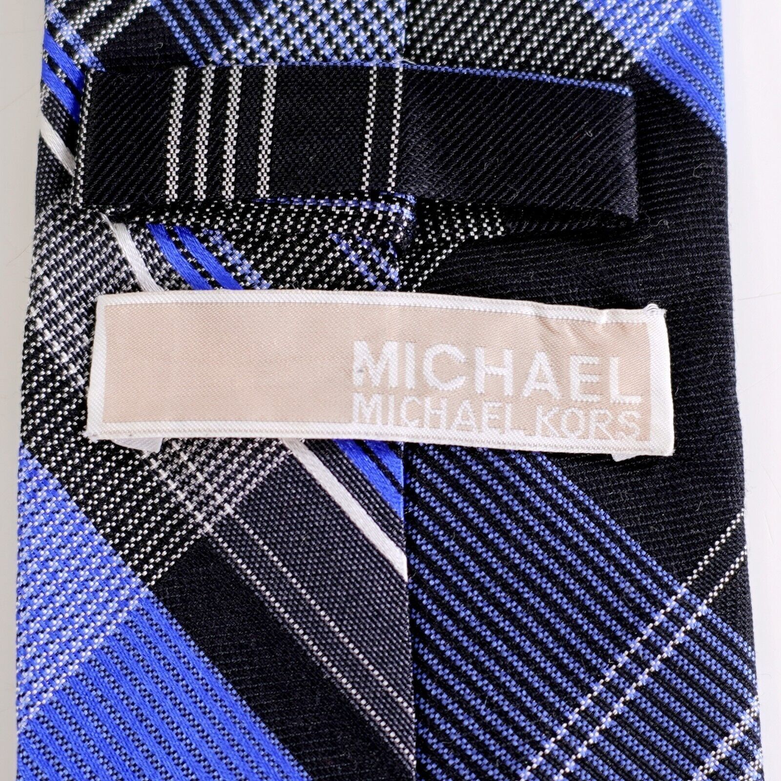 Michael Kors Michael Kors Blue Black Plaid Woven Silk Tie Size ONE SIZE - 3 Thumbnail