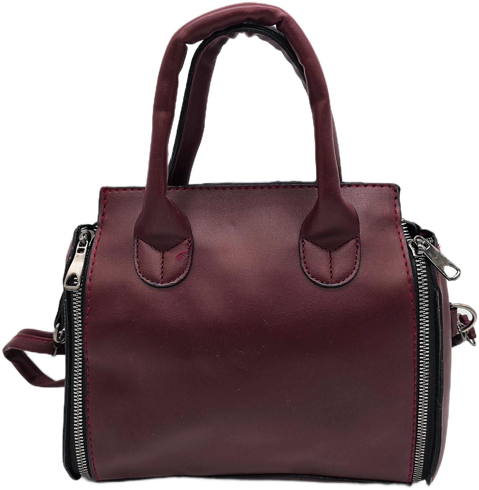 The Unbranded Brand Elegant Burgundy Faux Leather Handbag with Detachable Strap Size ONE SIZE - 1 Thumbnail