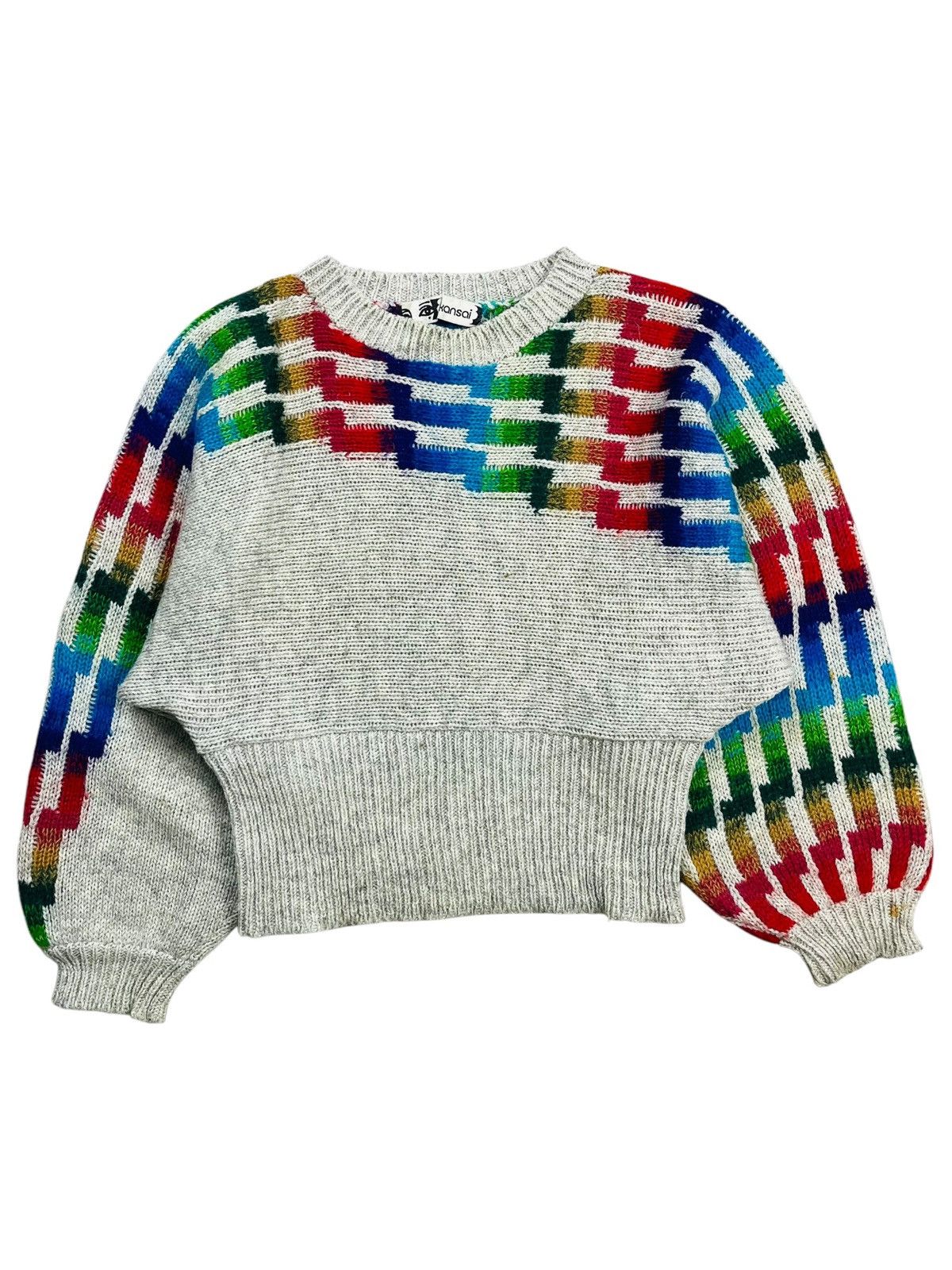 Kansai Yamamoto 1980s Kansai Eye - David Bowie Intarsia Knitted Sweate Size US M / EU 48-50 / 2 - 2 Thumbnail
