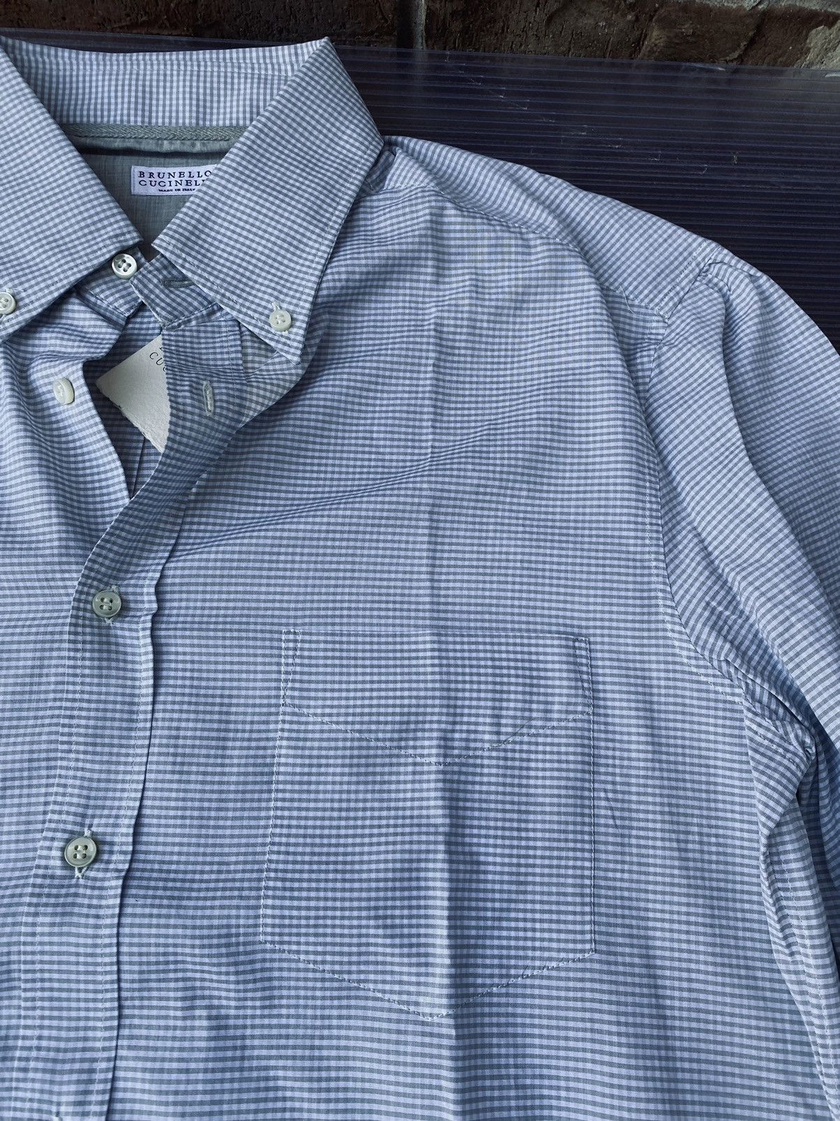 Brunello Cucinelli Brunello Cucinelli 🇮🇹 Olive Gingham Check Dress Shirt M NWT Size US M / EU 48-50 / 2 - 6 Thumbnail