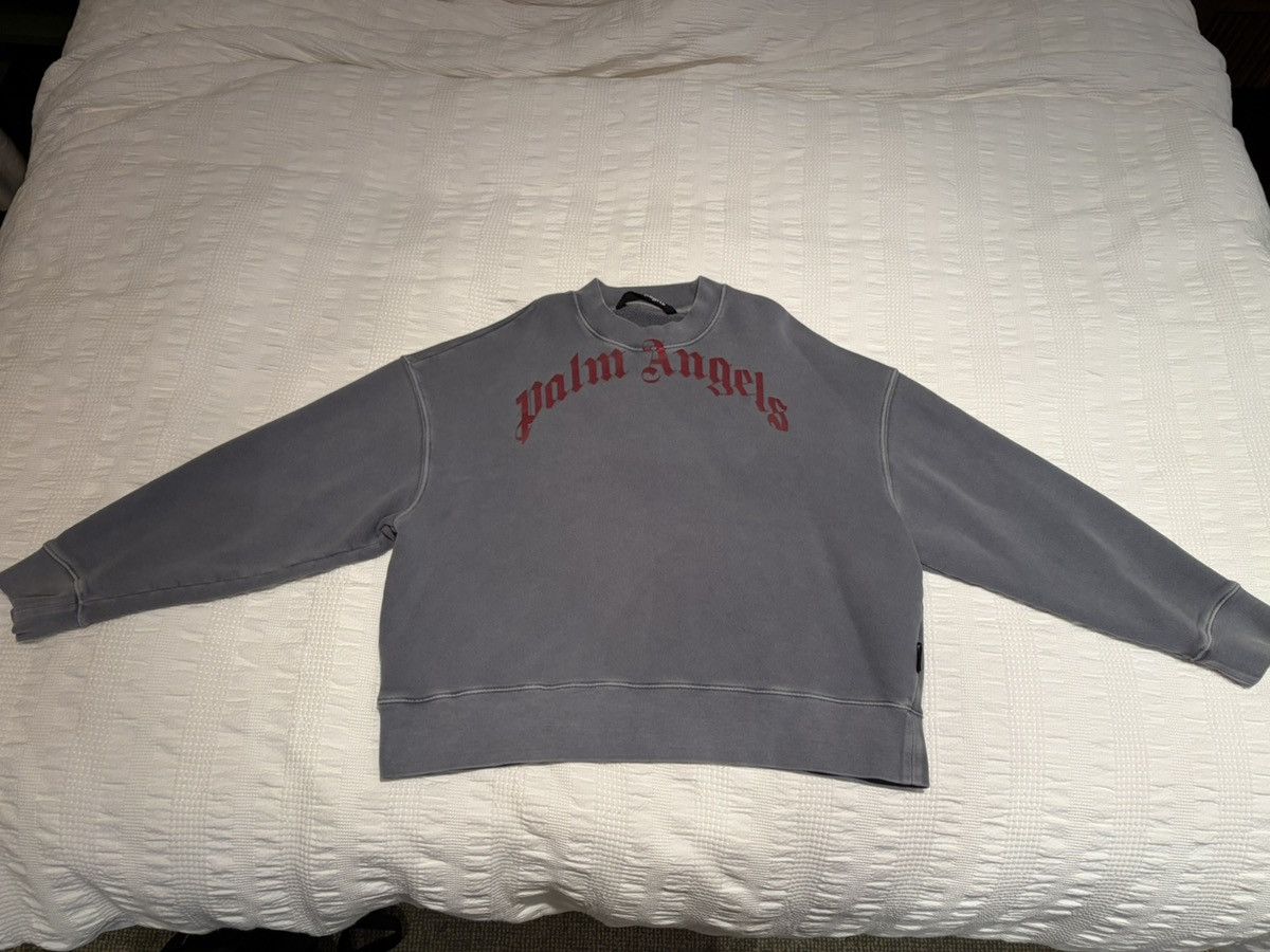 Palm Angels Palm Angels Grey Logo Crewneck Sweatshirt (Oversized Fit) Size US L / EU 52-54 / 3 - 4 Thumbnail