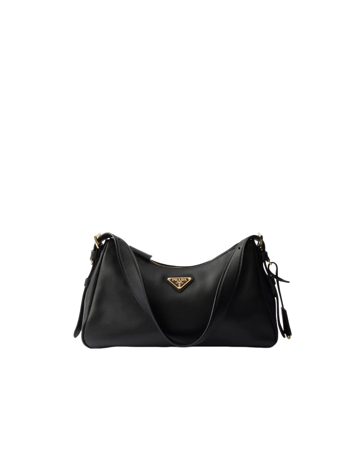 Prada PRADA Aimee Med Black Leather Shoulder Bag New Auth $2950 Size ONE SIZE - 1 Thumbnail
