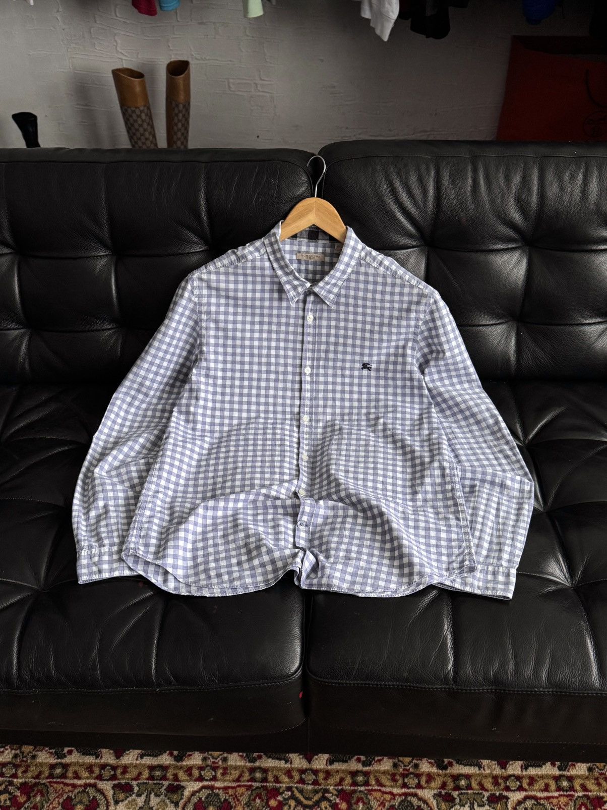 Burberry Burberry Brit Check Shirt Blue White Embroidered Logo Size US M / EU 48-50 / 2 - 15 Thumbnail