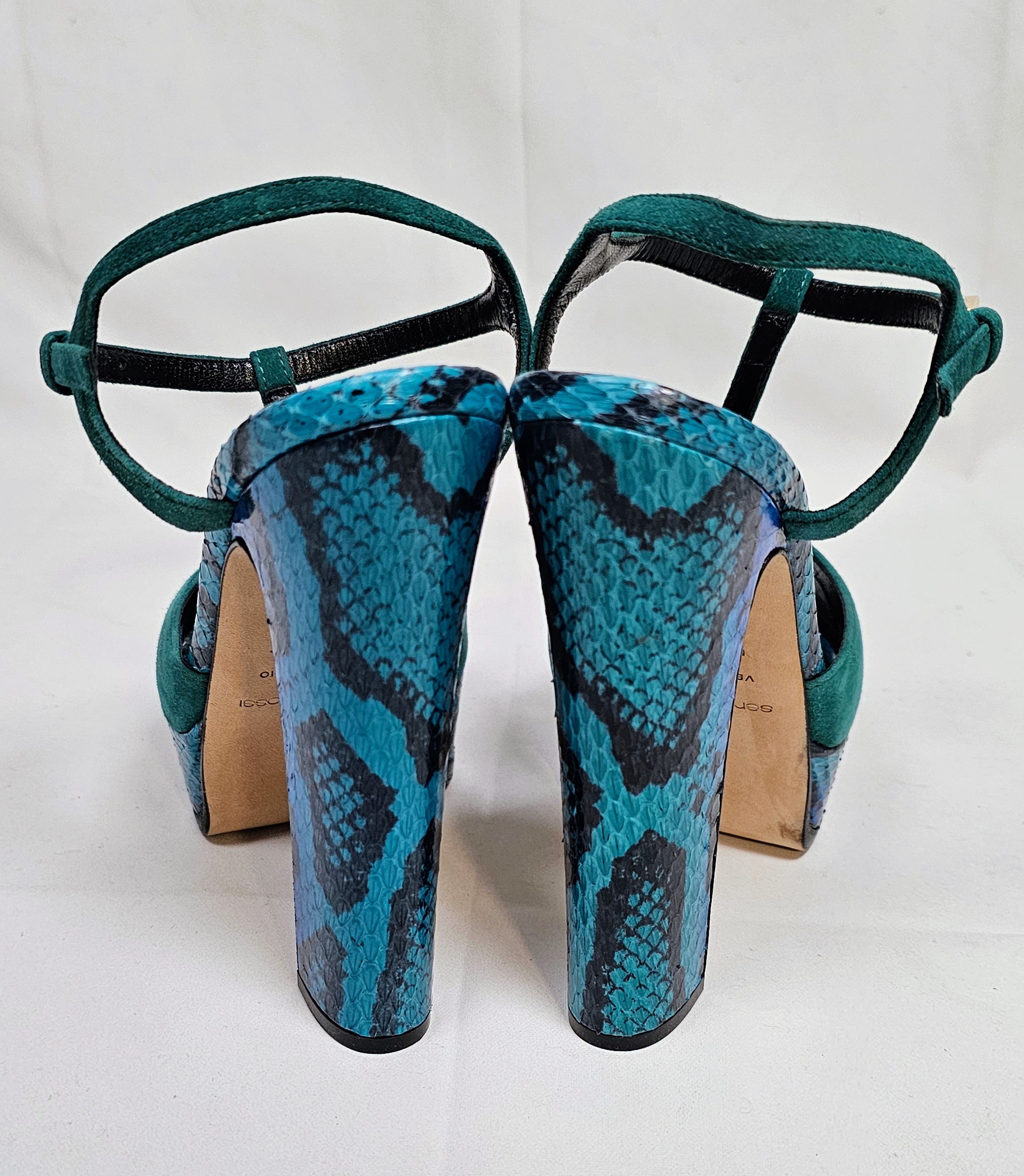 Sergio Rossi Sergio Rossi Elaphe Suede Python Leather Platforms Size 5.5 Size US 5.5 / IT 35.5 - 4 Thumbnail