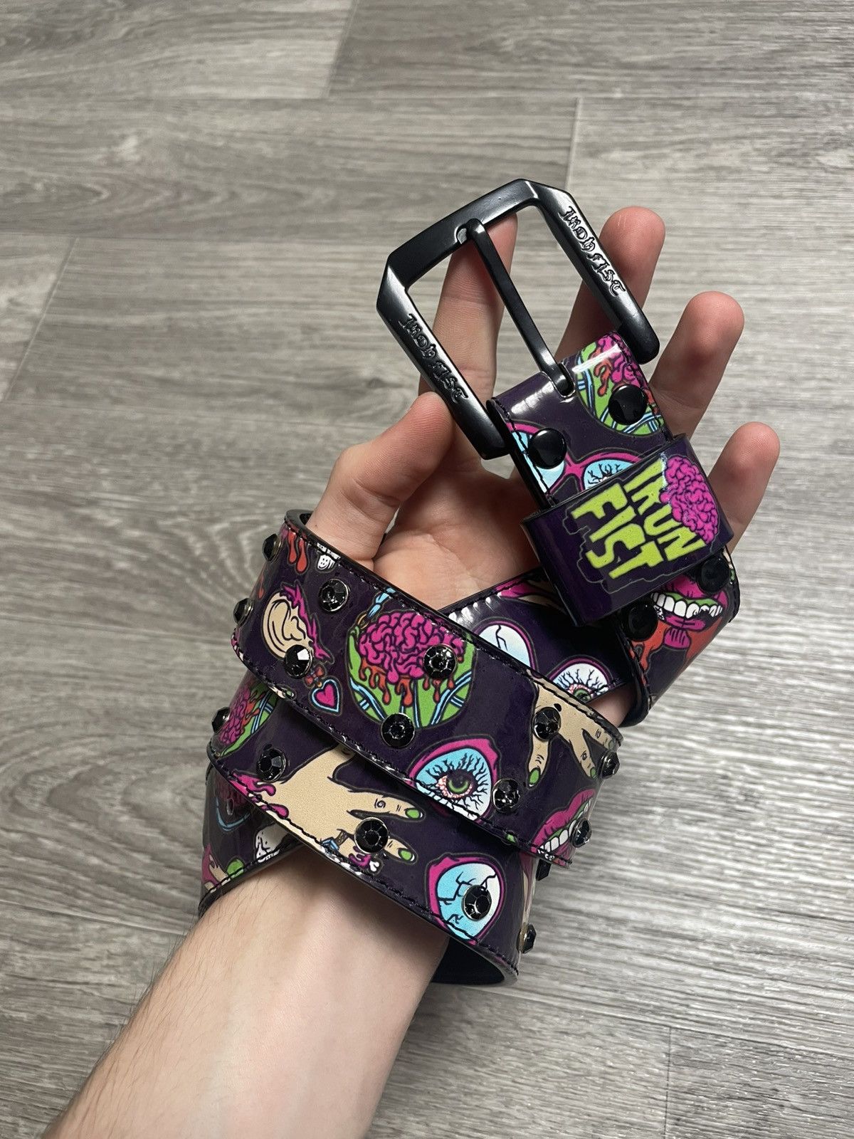 Iron Fist Iron Fist Colorful Horror Print Rhinestones Belt Punk Y2K Size ONE SIZE - 1 Thumbnail