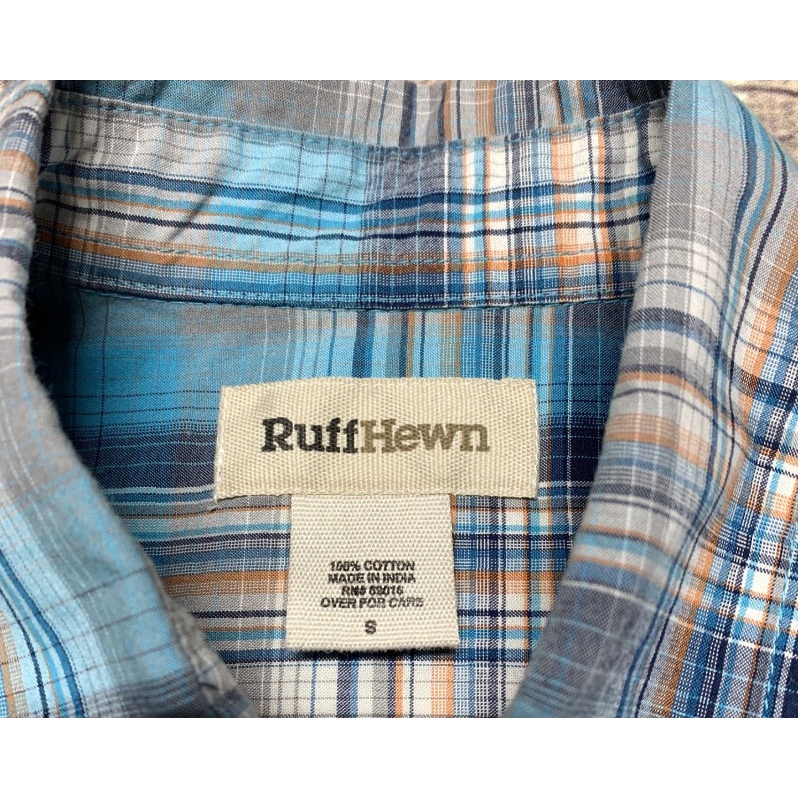 Vintage Ruff Hewn Mens Shirt Short Sleeve Small Blue Teal Plaid Western Button-Down Shirt Size US S / EU 44-46 / 1 - 3 Thumbnail
