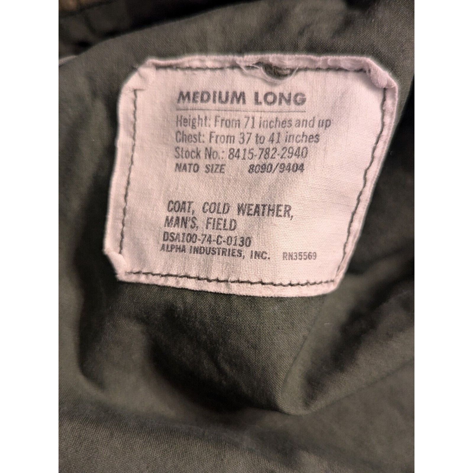 Alpha Industries Alpha Industries Man's Cold Weather Field Coat Size M Long Size US M / EU 48-50 / 2 - 10 Thumbnail