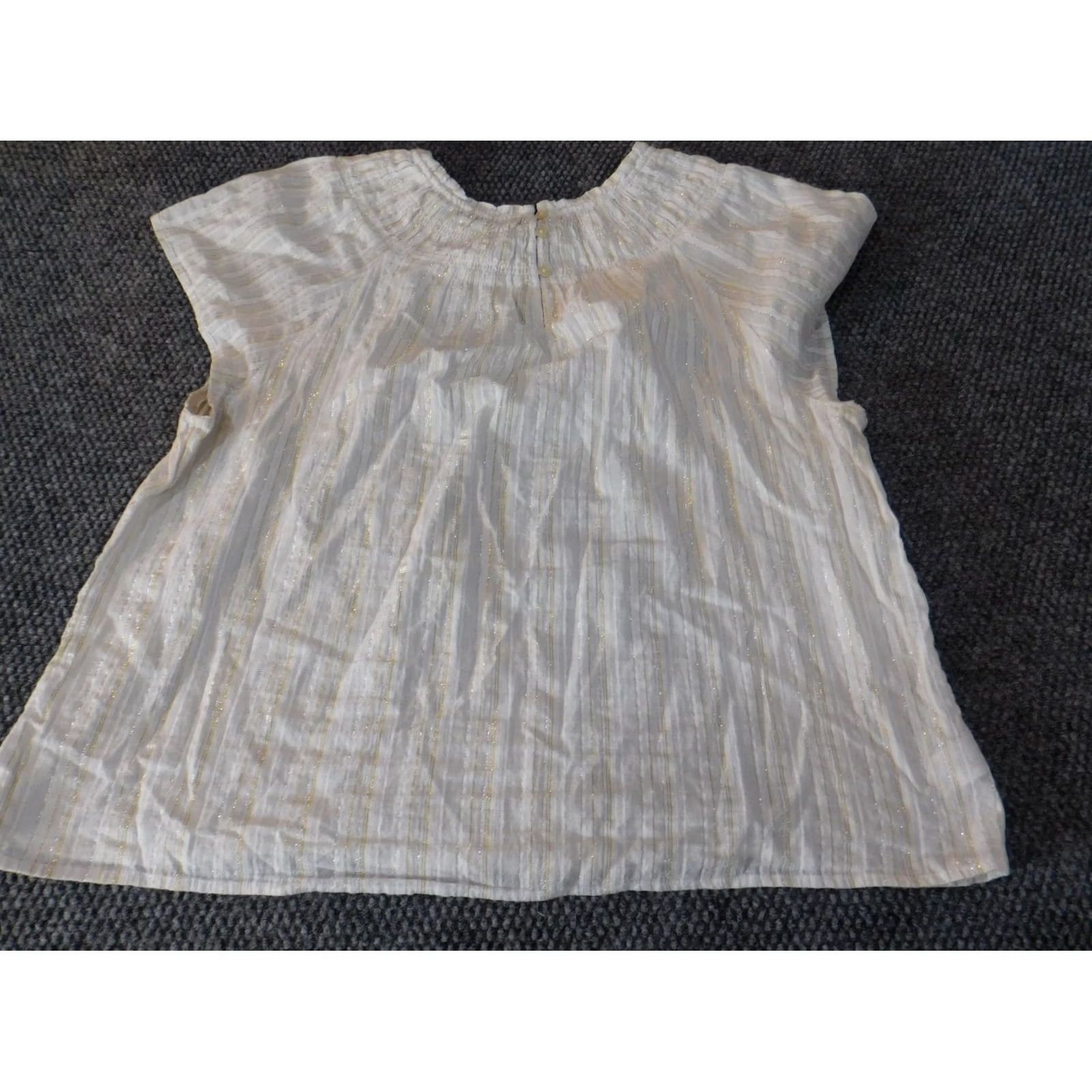 Loft Loft Blouse Womens Petite P2XL XXLP Stripe Short Sleeve Collared Pullover White Cotton Lightweight Casual Designer Classic Size XXL / US 16-18 / IT 52-54 - 7 Thumbnail