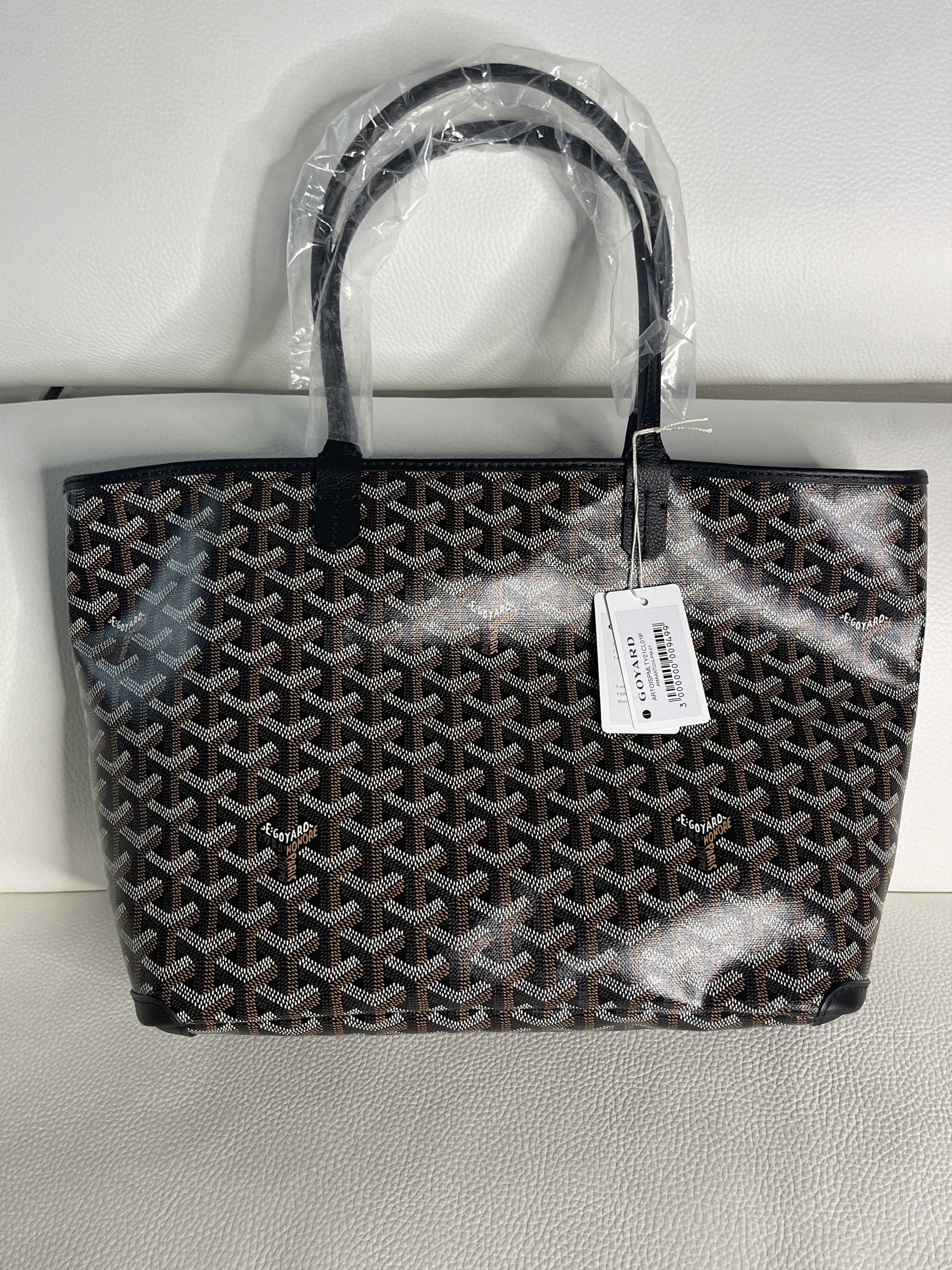 2023 Goyard Artois PM Medium Black Leather Canvas Zipped & Structured Tote