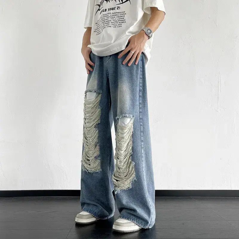 Japanese Brand Loose hip-hop casual ripped jeans Size US 30 / EU 46 - 4 Thumbnail