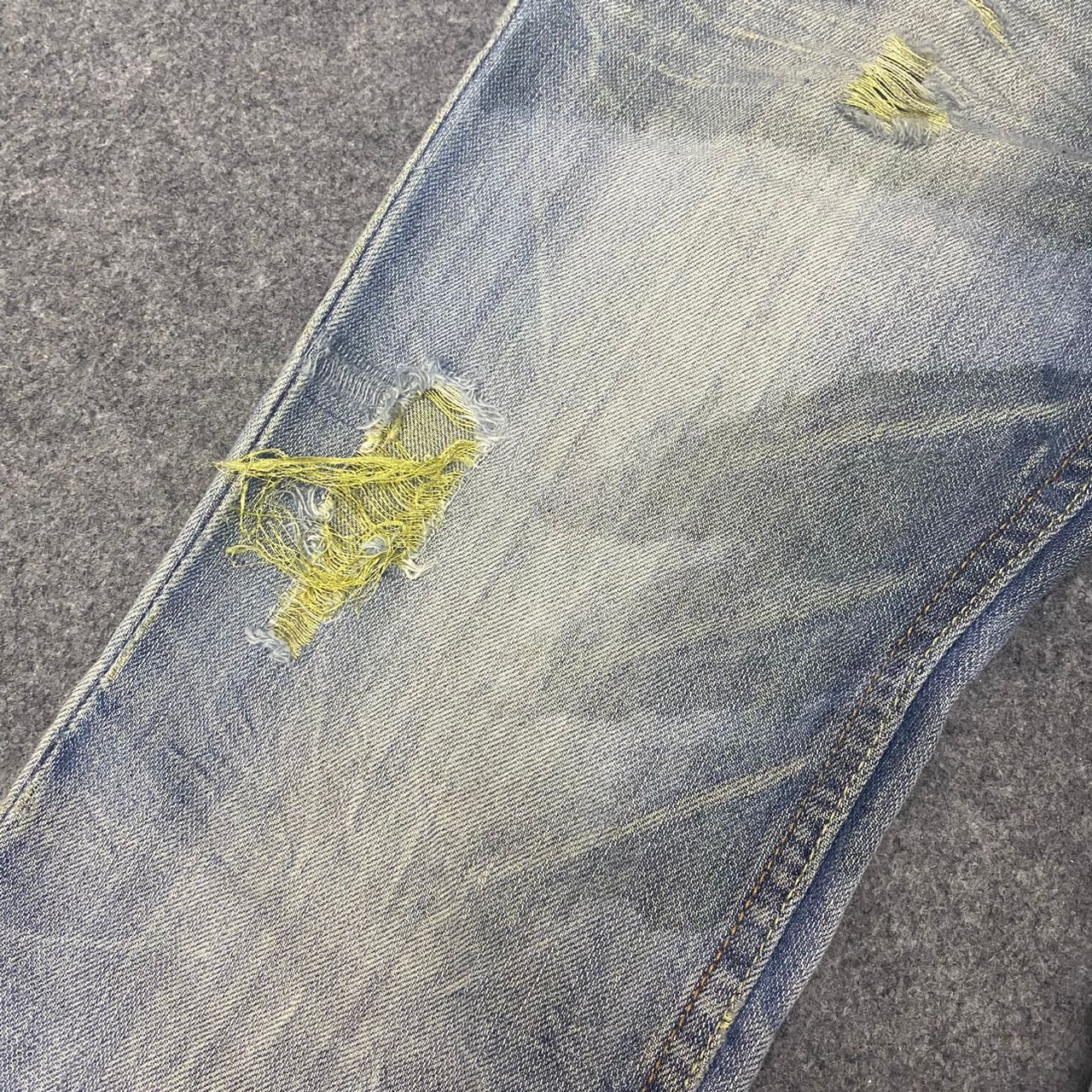 If Six Was Nine 💥Flare💥Vintage Foot Three Style Distressed Denim Size US 30 / EU 46 - 14 Thumbnail
