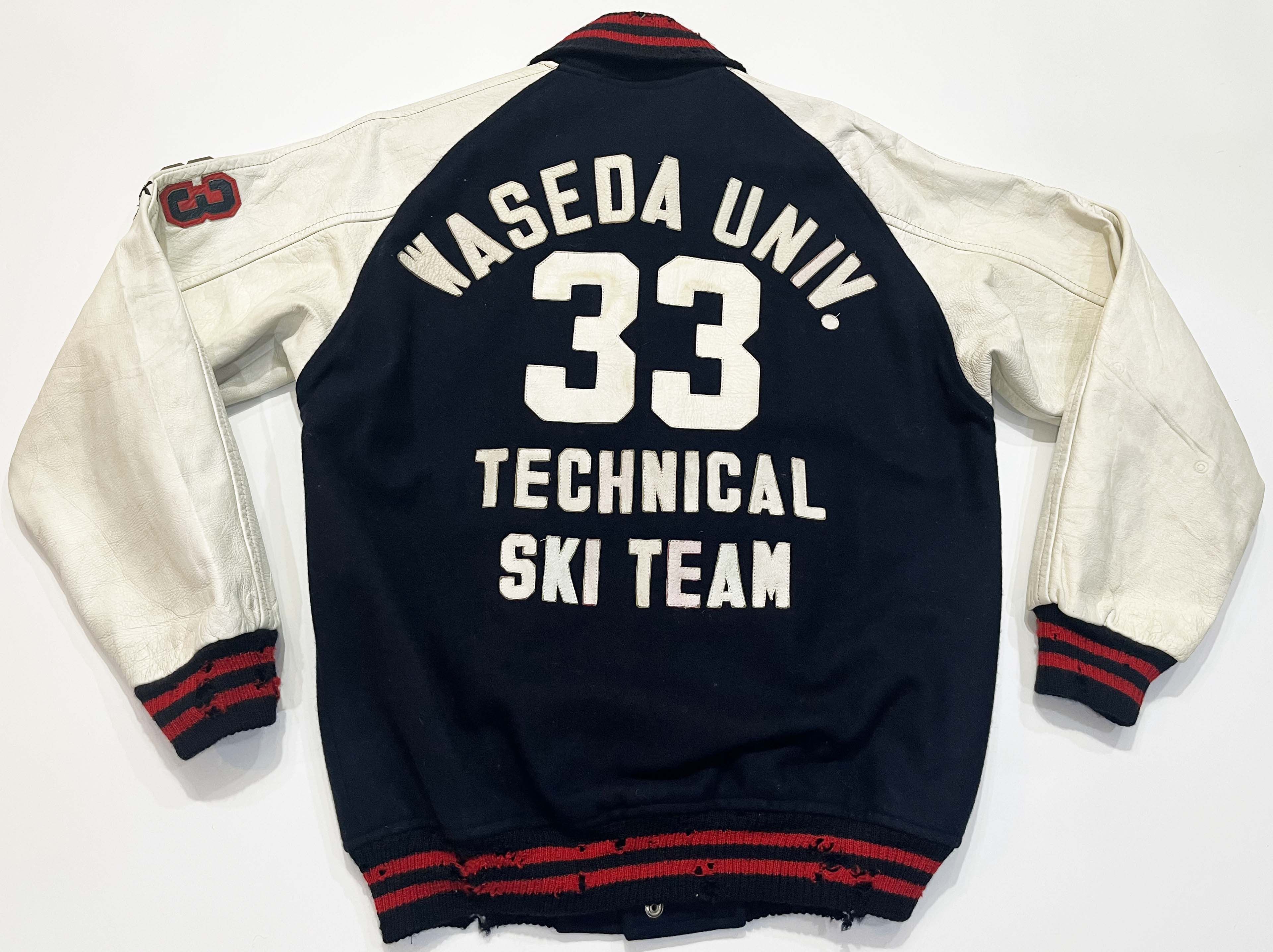 Vintage Vintage Waseda University Ski Team Letterman Leather Jacket Size US L / EU 52-54 / 3 - 5 Thumbnail