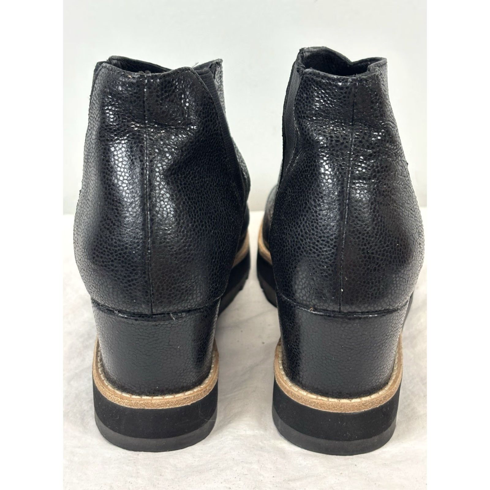 Eileen Fisher EILEEN FISHER Black Leather Wedge Booties Size 10 Womens Minimalist Size US 10 / IT 40 - 4 Thumbnail
