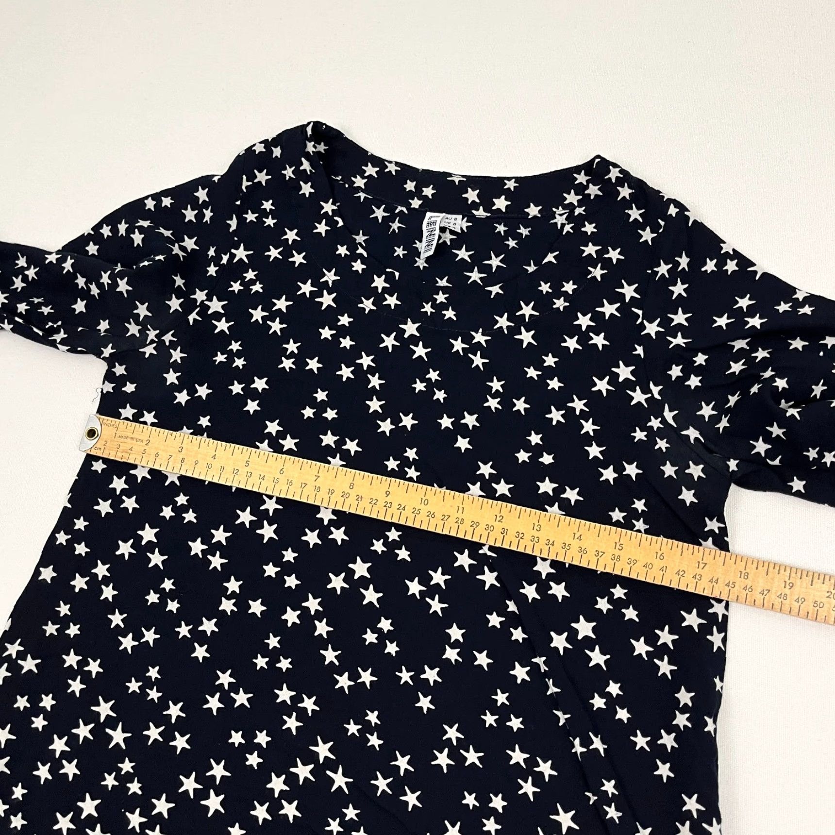 Vintage Lenni Blouse Women UK 8 / US 4 Black White Star Print Abstract Flared Tunic Womens Size S / US 4 / IT 40 - 5 Thumbnail