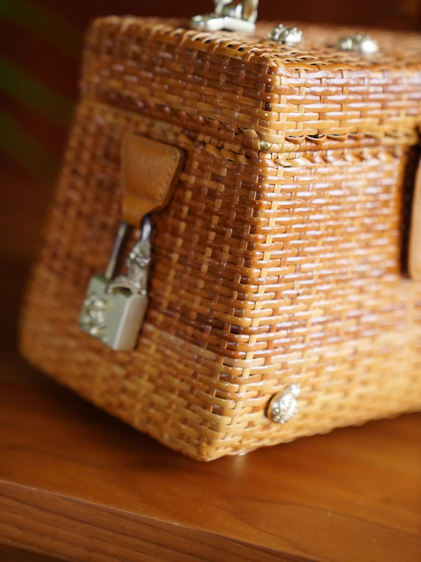 Other BKC Honey Wicker Basket w/ 3 Ladybugs, Lock, Strap Size ONE SIZE - 5 Thumbnail
