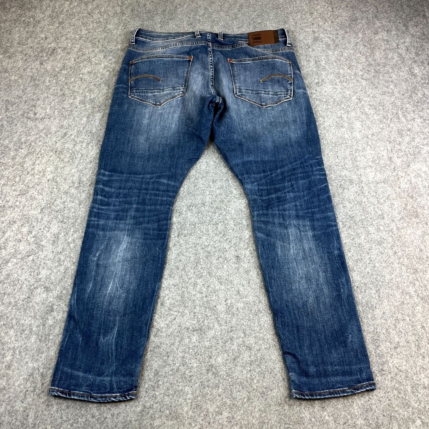 G-Star G-Star Mens Jeans Slim Skinny 36 30 Mid Wash Blue Whiskers Stretch Revend Jeans Men 36 Slim Mid Blue 5-Pocket Theme Stars Size US 36 / EU 52 - 2 Thumbnail