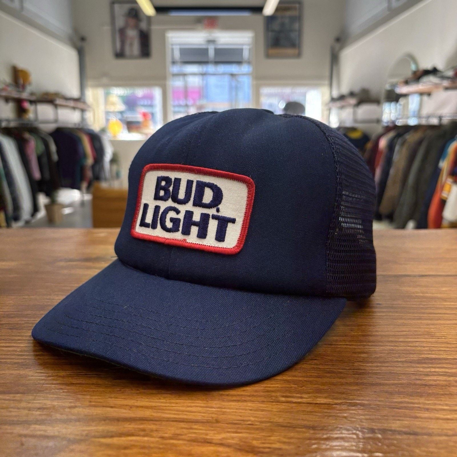 Vintage 80’s Navy Bud Light Trucker Snap Back Hat
