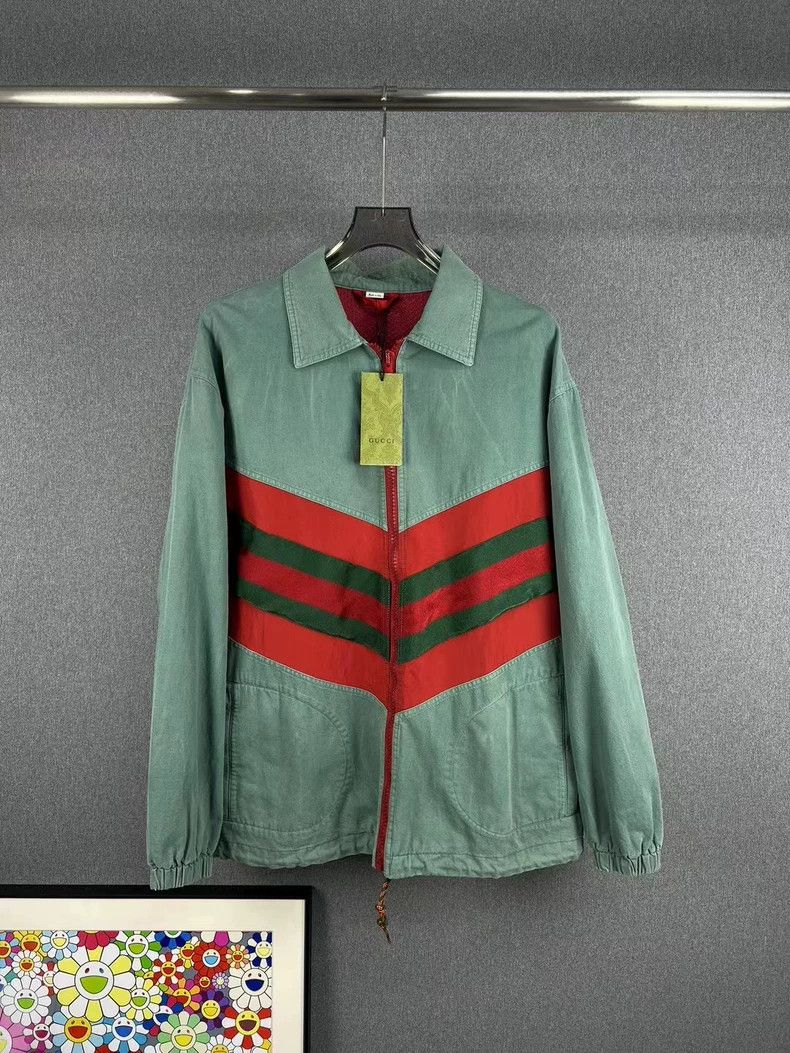 Gucci Gucci Washed old red and green stitching denim jacket 2503- Size US M / EU 48-50 / 2 - 1 Thumbnail