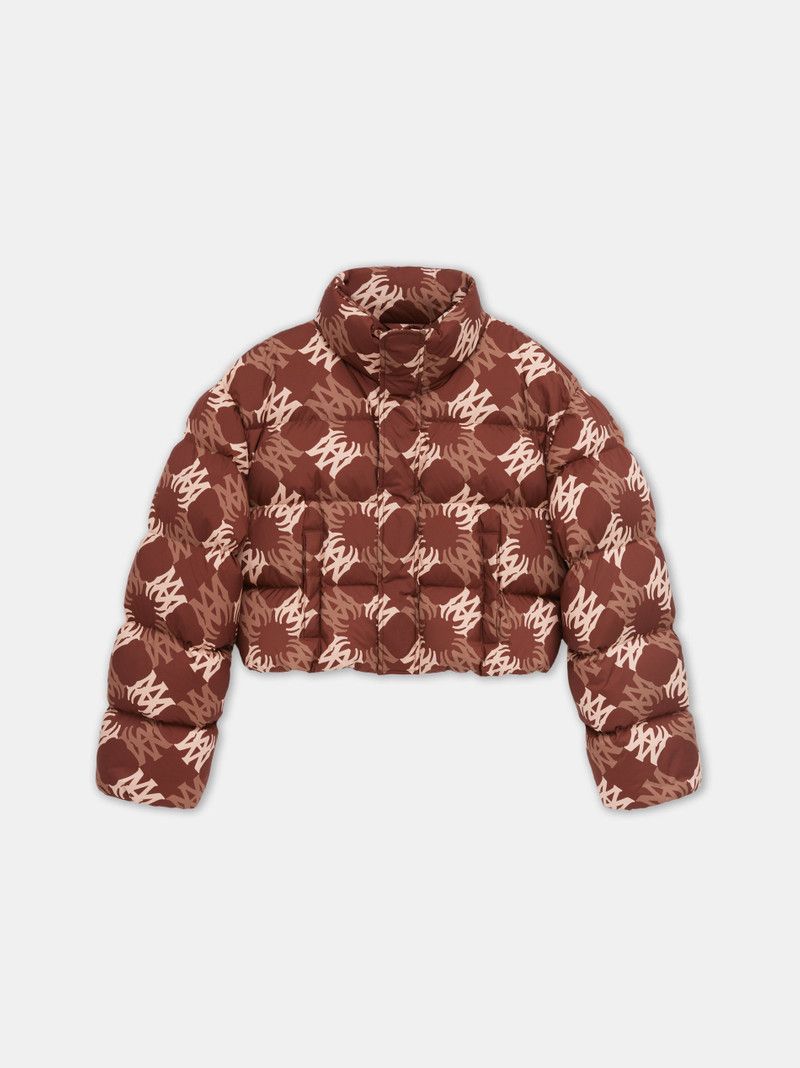 Amiri o1orln1125 MA Quad Cropped Down Jacket in Brown/White Size S / US 4 / IT 40 - 1 Thumbnail