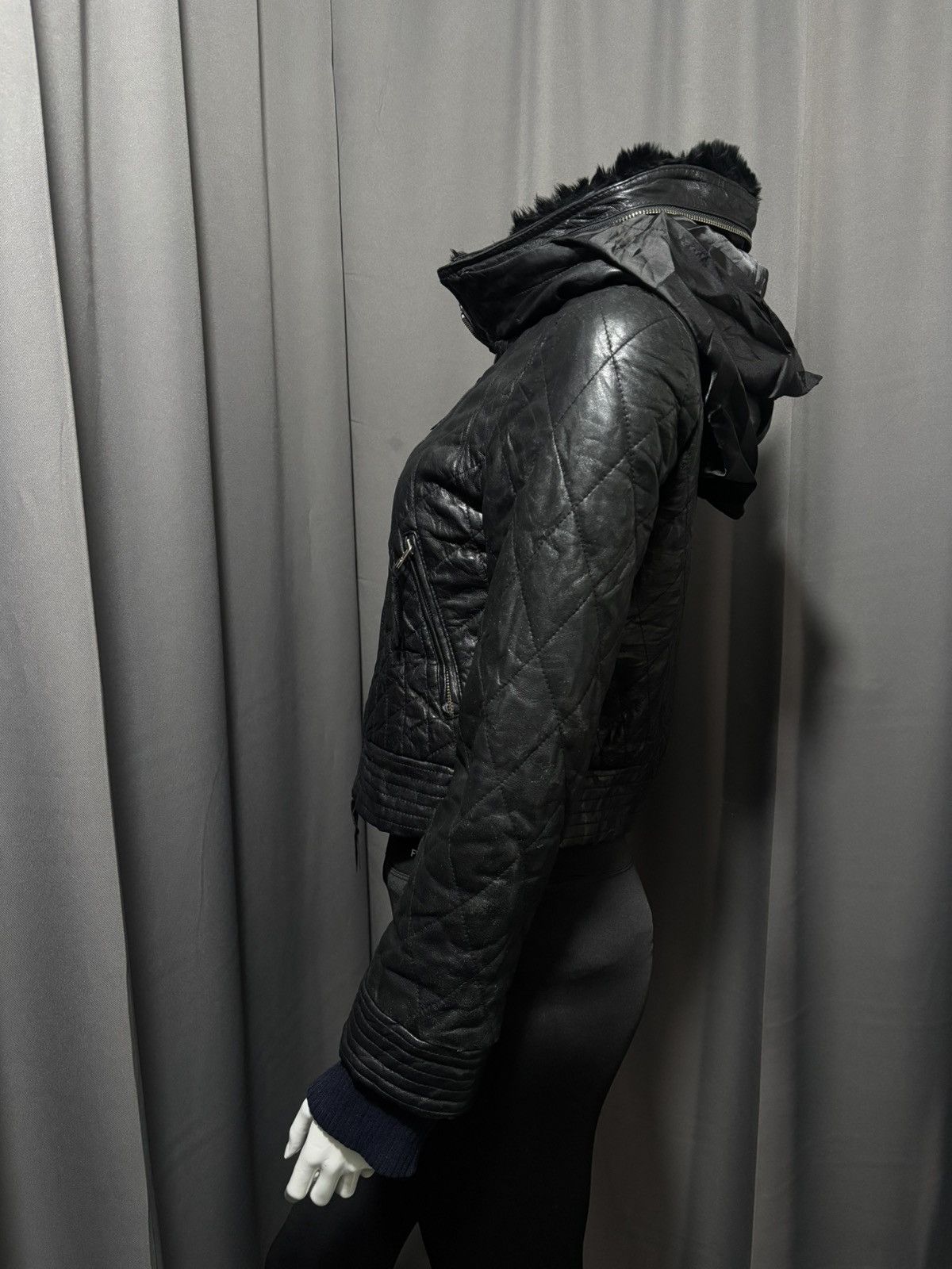 Japanese Brand 2000s Galicia / Galicie- Bono Fur Quilted Leather Jacket Size S / US 4 / IT 40 - 4 Thumbnail