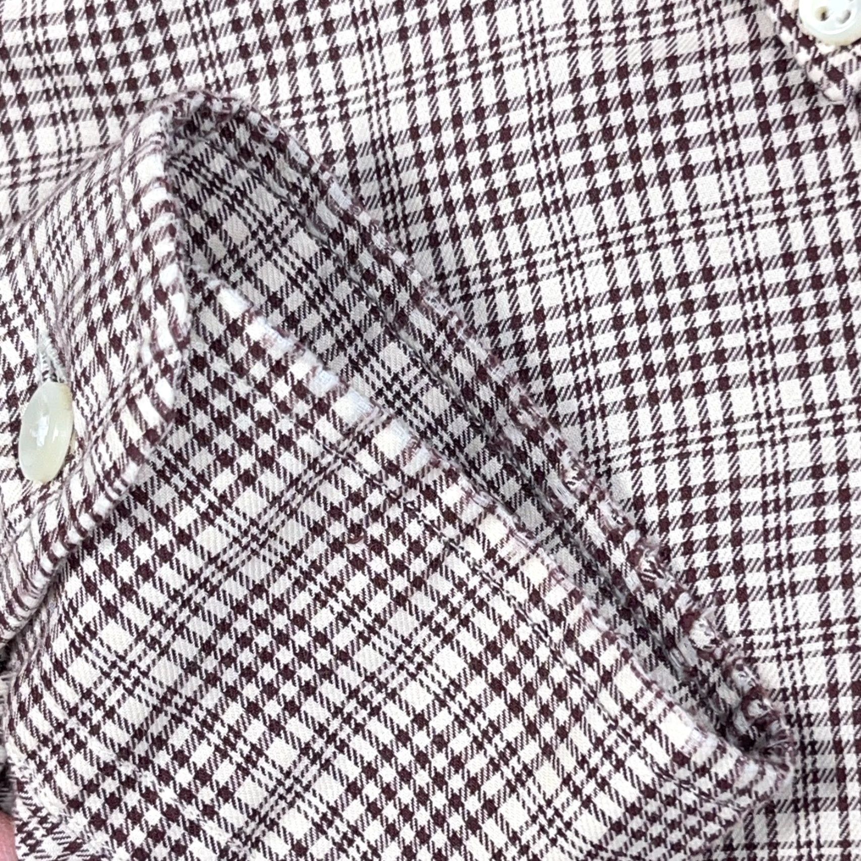 Ralph Lauren Ralph Lauren Button-Up Shirt Men Large Brown Houndstooth Plaid Blake Dress Casual Workwear Button-Front Long Sleeve Cotton Size 42R - 6 Thumbnail