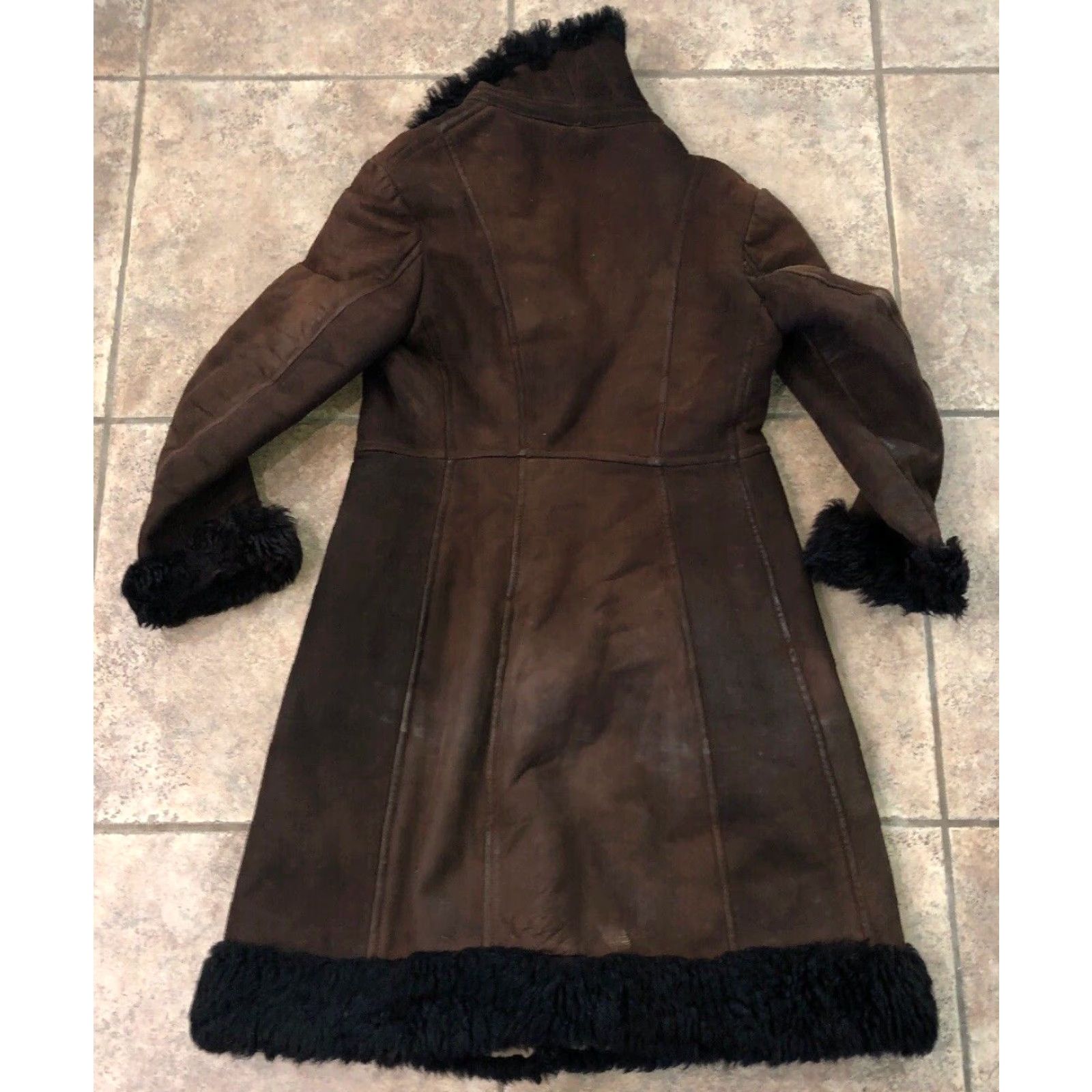Vintage VINTAGE Women's Brown Leather Shearling Sheepskin Coat Fur Trim Size M Size M / US 6-8 / IT 42-44 - 5 Thumbnail