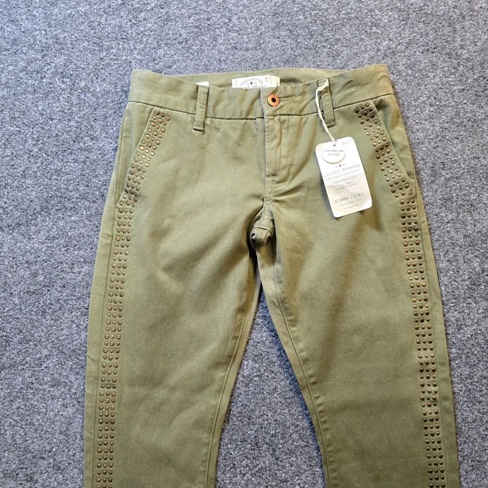 Lucky Brand Lucky Brand Pants Womens 00 Green Sienna Chino Studded Skinny Taper Casual Pants Size 24" / US 00 / IT 34 - 2 Thumbnail