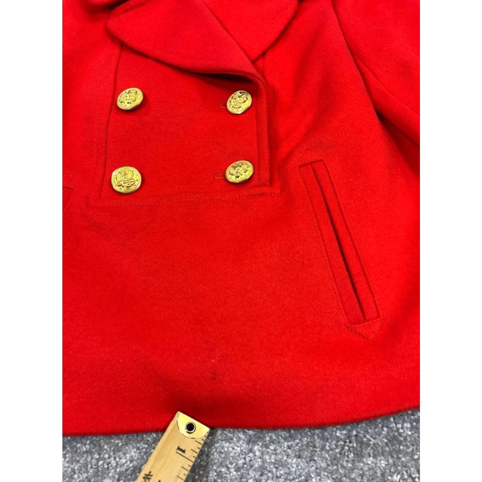 J.Crew VINTAGE J.Crew Pea Coat Women 6 Wool Red Fall Winter Casual Reg Bibfront Size M / US 6-8 / IT 42-44 - 4 Thumbnail