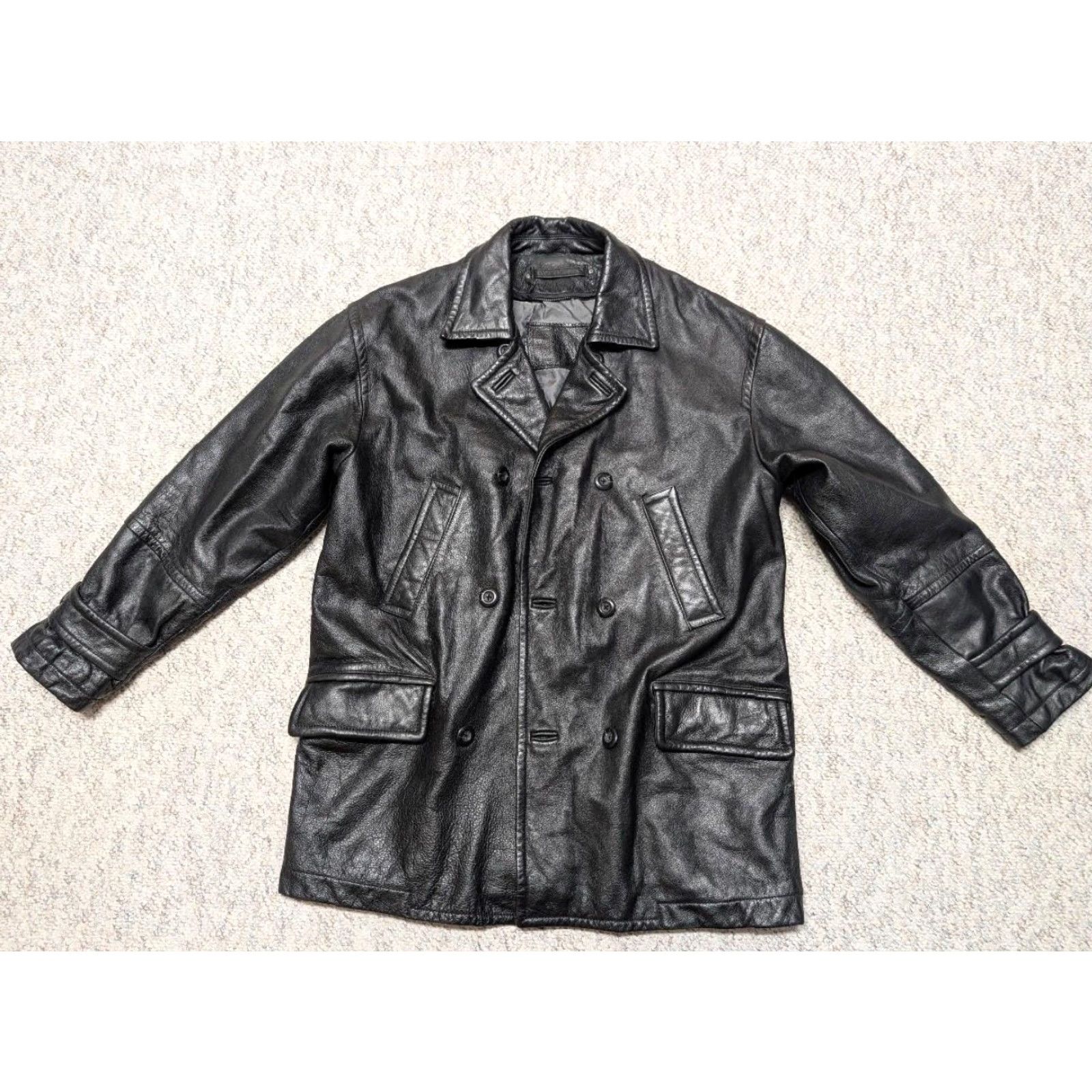 Doublet VINTAGE FIELD COAT leather MILITARY 1990s M black double breasted pea coat Men Chest 42 in Size US M / EU 48-50 / 2 - 3 Thumbnail