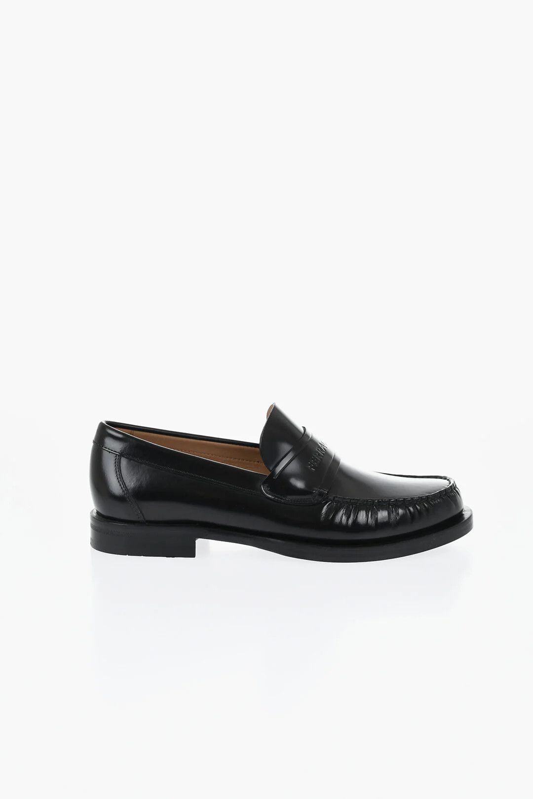 Salvatore Ferragamo og1mm0426 Brushed Leather Penny Loafers in Black Size US 7 / EU 40 - 1 Thumbnail