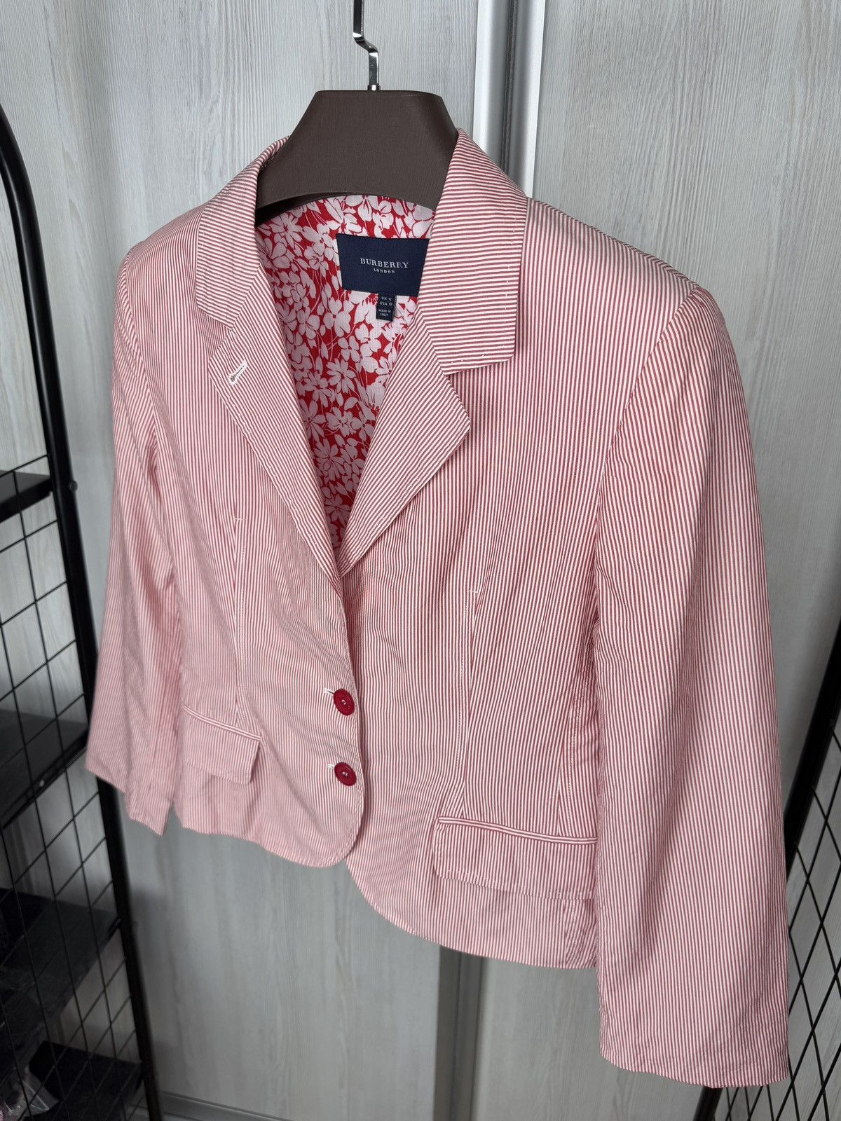 Burberry Burberry London Red Striped cotton made in Italy blazer US10 Size L / US 10 / IT 46 - 6 Thumbnail