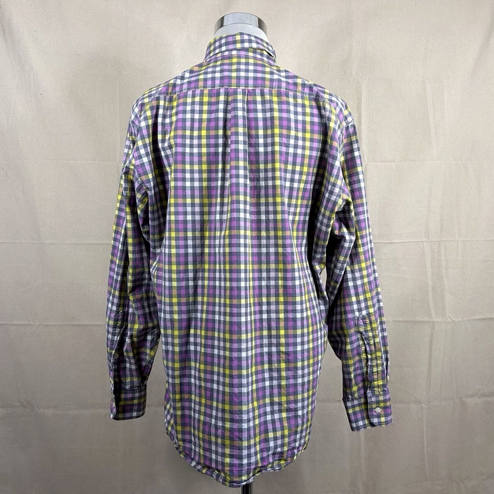 Bills Khakis Bills Khakis XL USA Made Casual Button Down Shirt Pink Yellow Gray Plaid Cotton Mens Size US XL / EU 56 / 4 - 5 Thumbnail