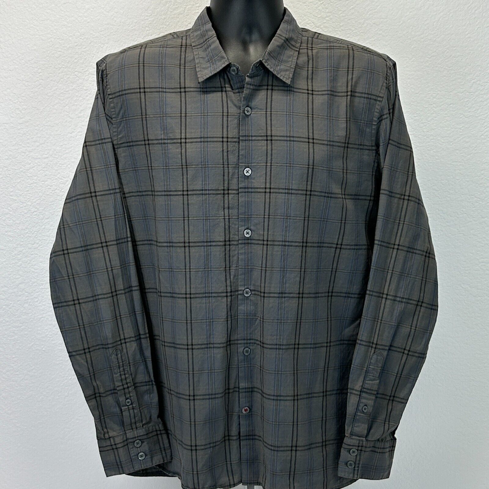 John Varvatos John Varvatos USA Plaid Button Front Shirt Gray L Large Size US L / EU 52-54 / 3 - 2 Thumbnail