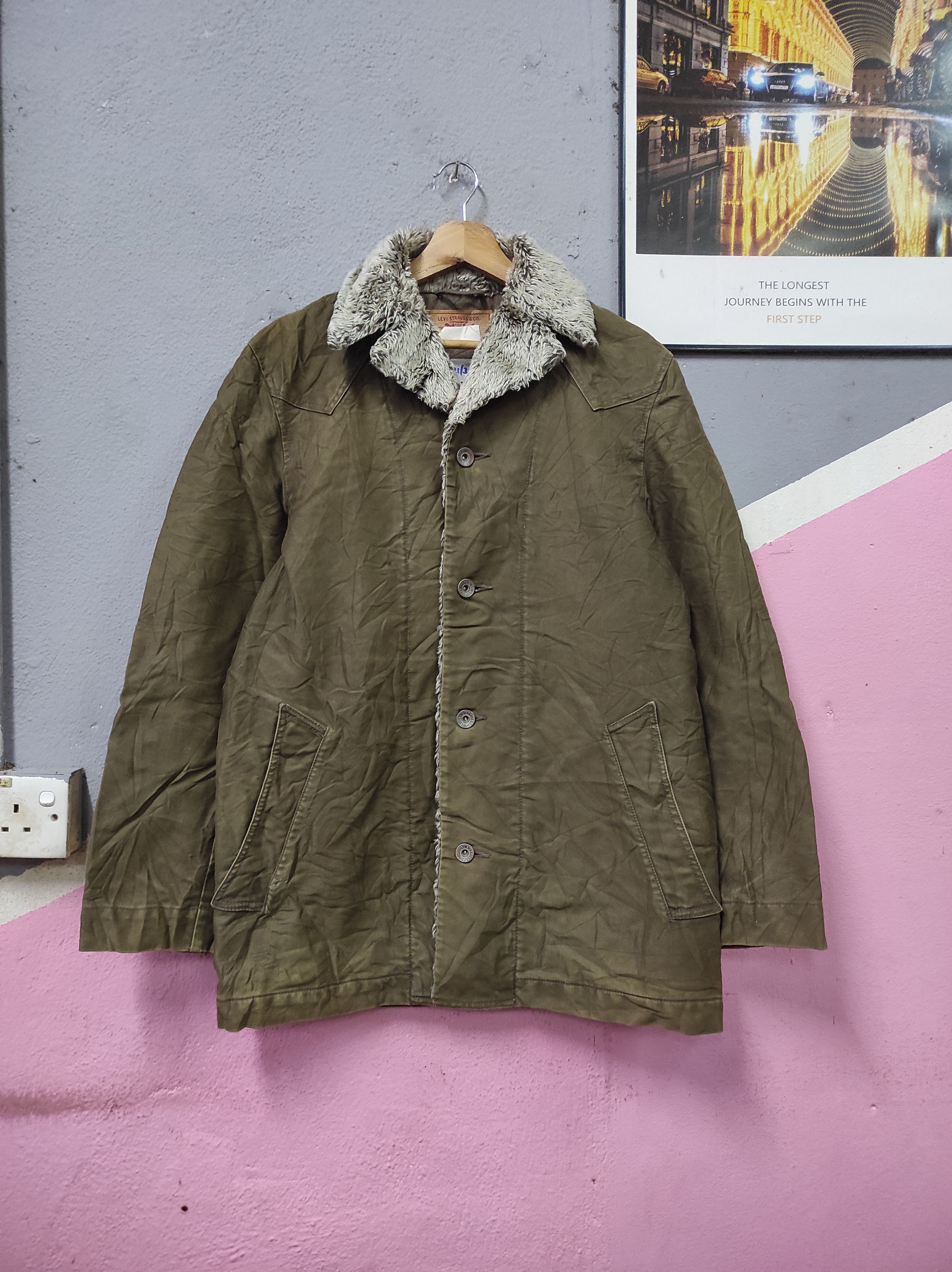 Japanese Brand × Levi's LEVI'S STYLE MILITARY SHERPA COLLAR JACKET DISTRESSED Size L / US 10 / IT 46 - 1 Thumbnail