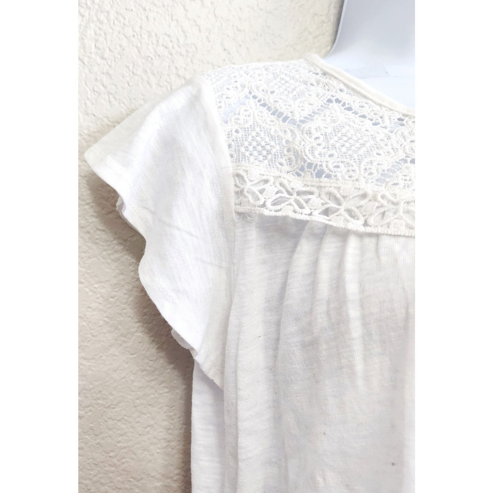 Other Hannah White Crochet Lace Bodice Cap Flutter Sleeves Medium Size M / US 6-8 / IT 42-44 - 4 Thumbnail