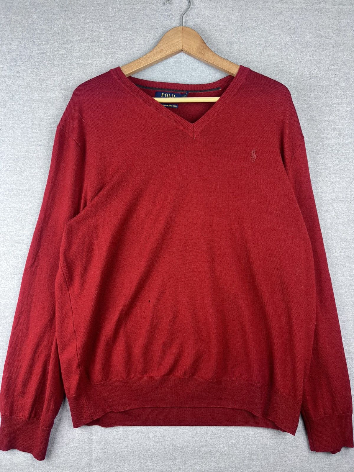 Polo Ralph Lauren × Vintage POLO RALPH LAUREN Red Crew Neck Sweater XXL Washable Merino Size US XXL / EU 58 / 5 - 2 Thumbnail