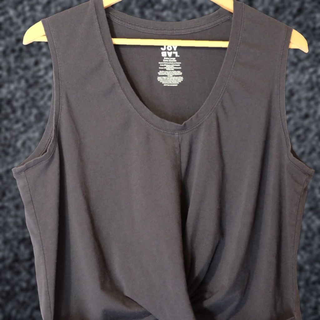 Vintage Joy Lab Tank Top Athletic Twist Front Back Activewear Womens XL Black Cotton/Spandex Pullover Sleeveless Cropped Shirt/Top Size XL / US 12-14 / IT 48-50 - 1 Thumbnail