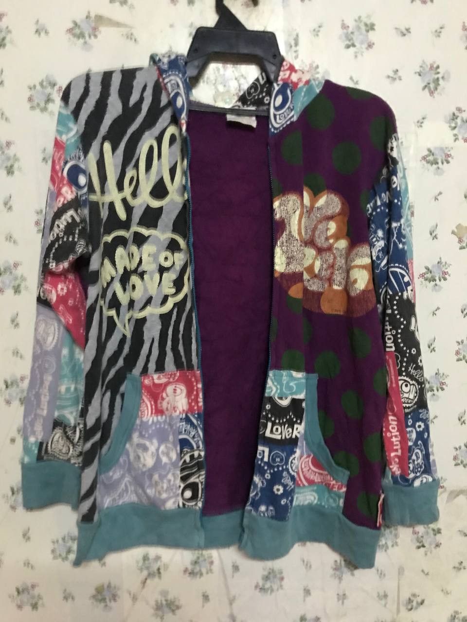 Japanese Brand Love Revolution Patchwork Print Hoodie Hysteric Style Size US S / EU 44-46 / 1 - 2 Thumbnail