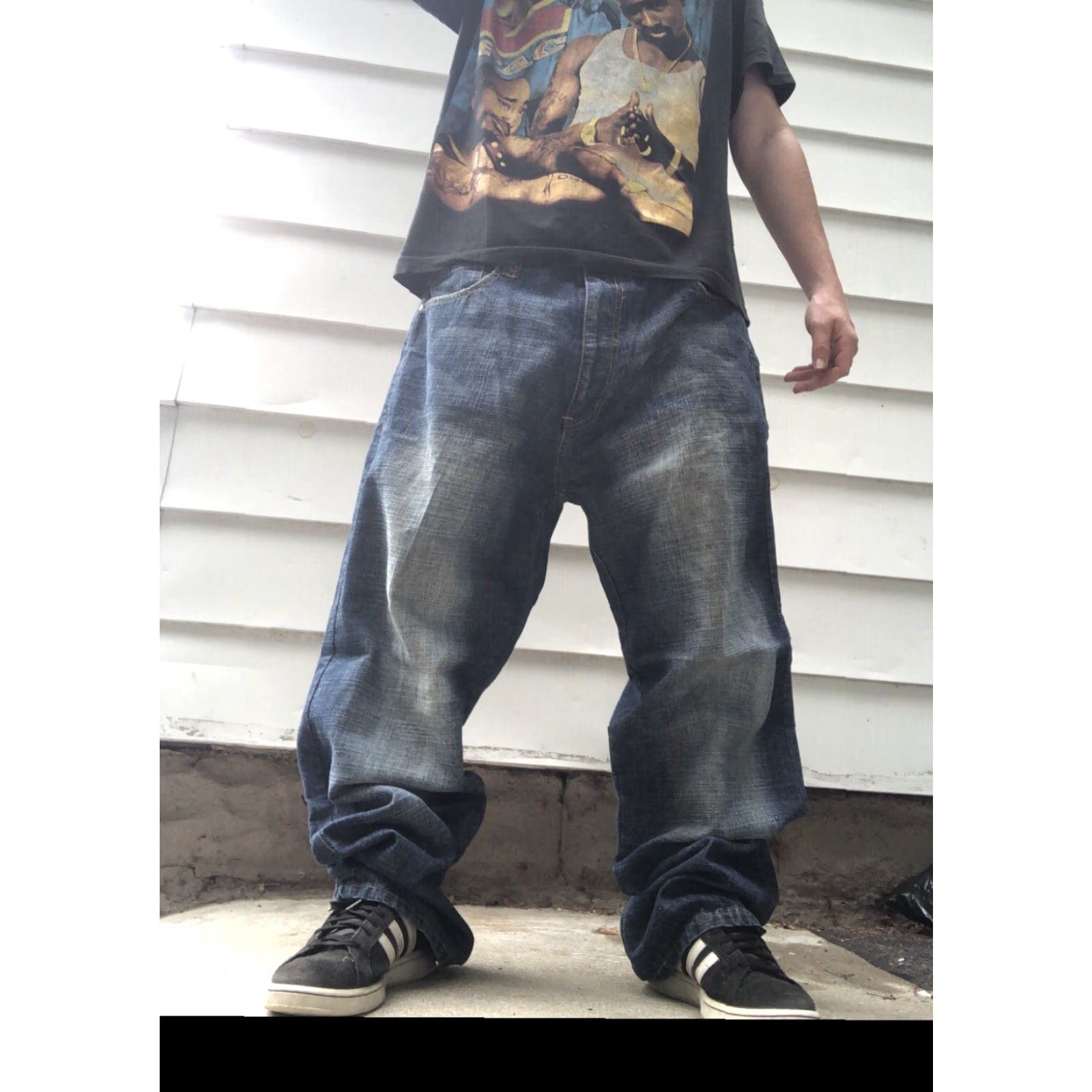 Karl Kani VINTAGE Karl Kani Jeans Men 40x32 Wide-Leg Embroidered Hip Hop Baggy Skater Blue 90s Size US 40 / EU 56 - 2 Thumbnail