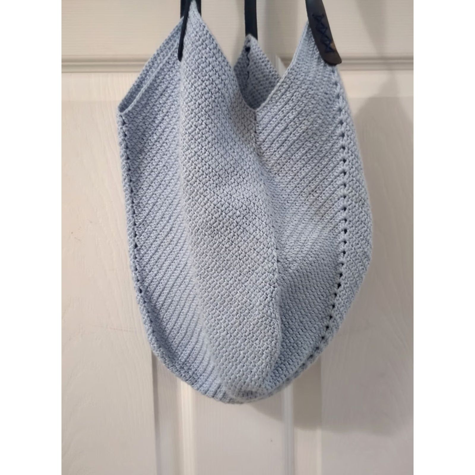 Vintage Lite Blue Crochet Faux Leather Strap Medium Bag Size ONE SIZE - 2 Thumbnail