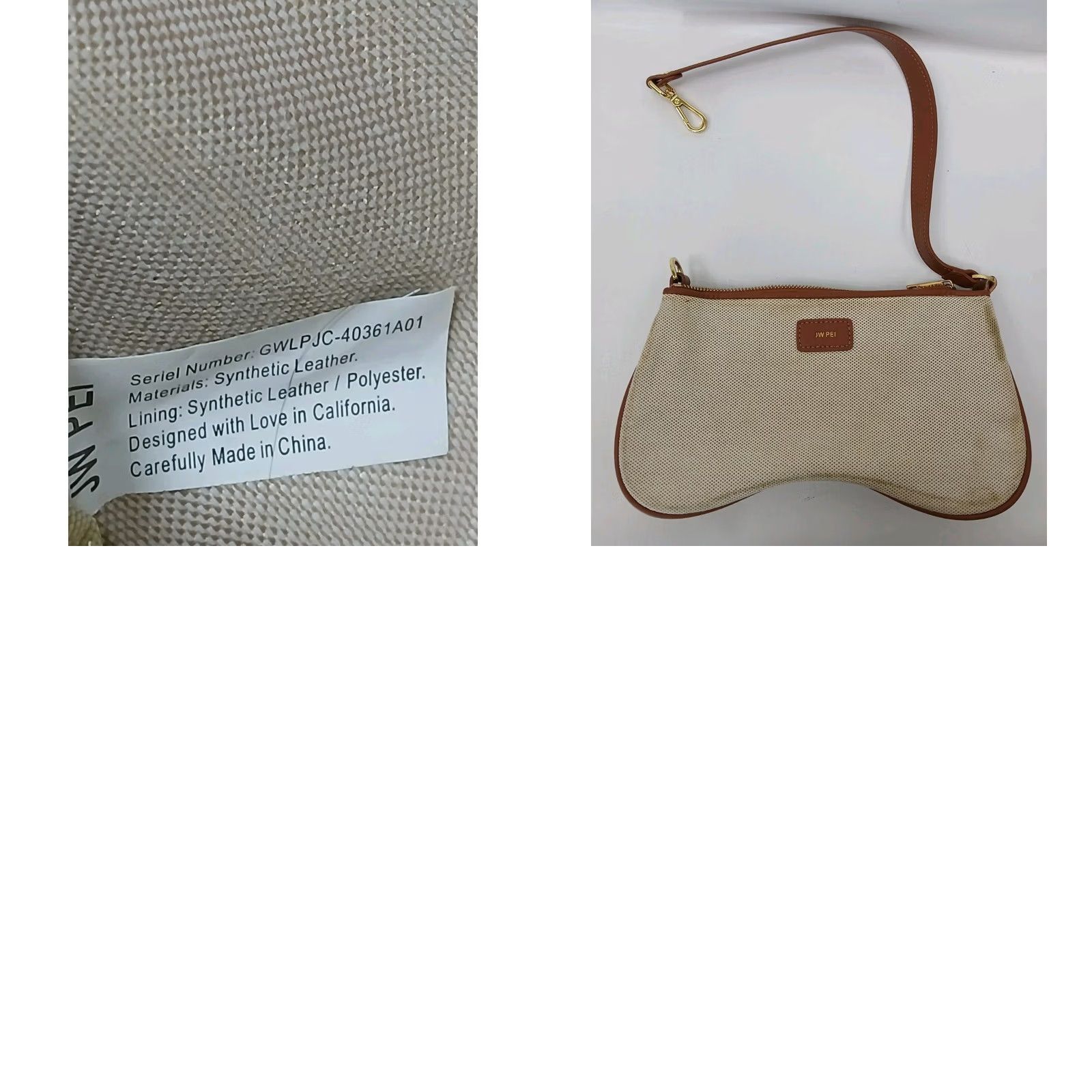 JW PEI JW PEI Shoulder Bag Womens Beige Canvas Brown Leather Handbag Logo Size ONE SIZE - 9 Thumbnail