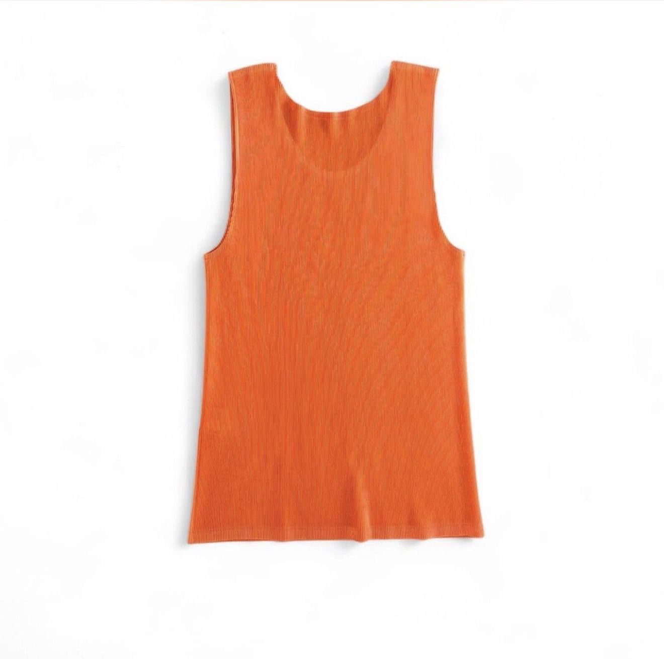 Pleats Please Issey Miyake Pleats Please Issey Miyake Orange Pleated Tank Top Size ONE SIZE - 2 Thumbnail